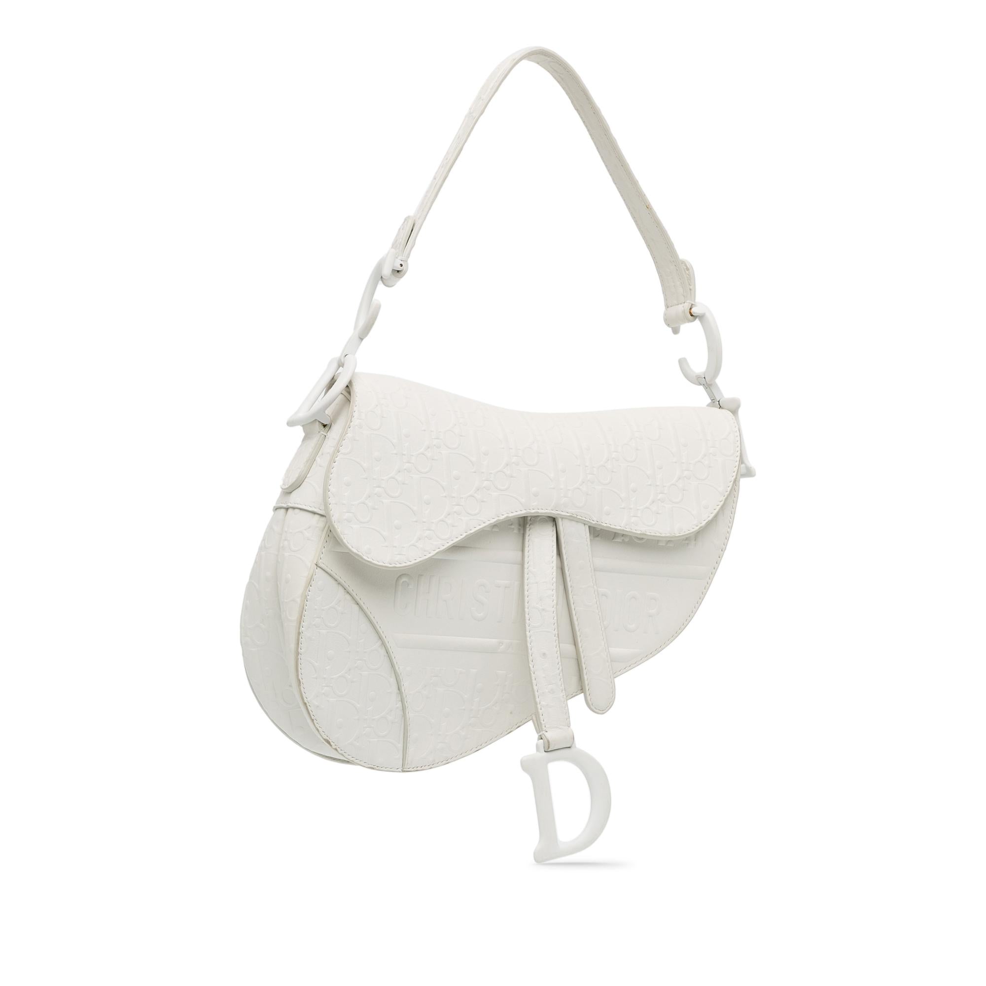 Dior Embossed Leather Oblique Saddle Bag (SHG-ZWE7gr)