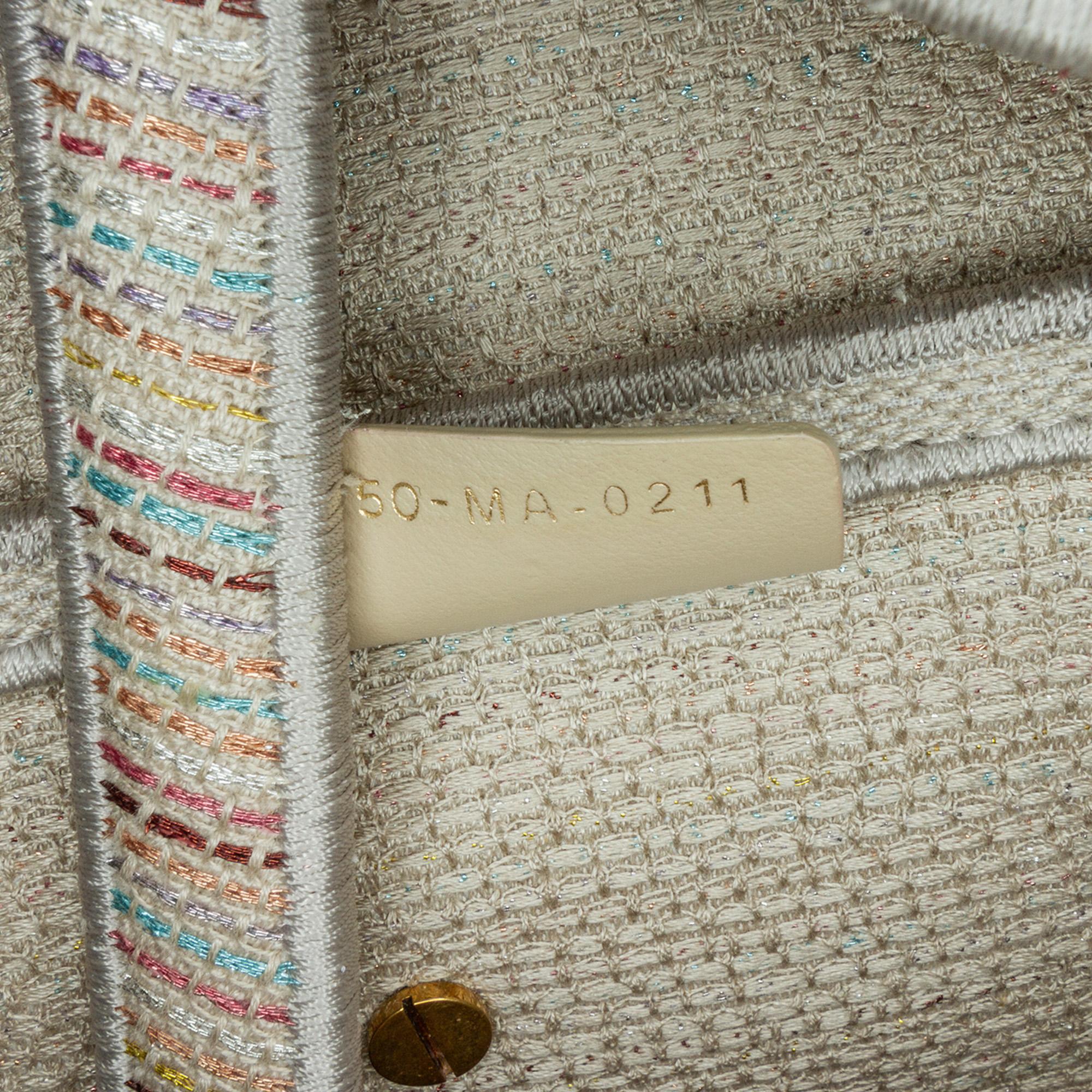 Dior Embroidered Canvas Stripes Saddle Bag