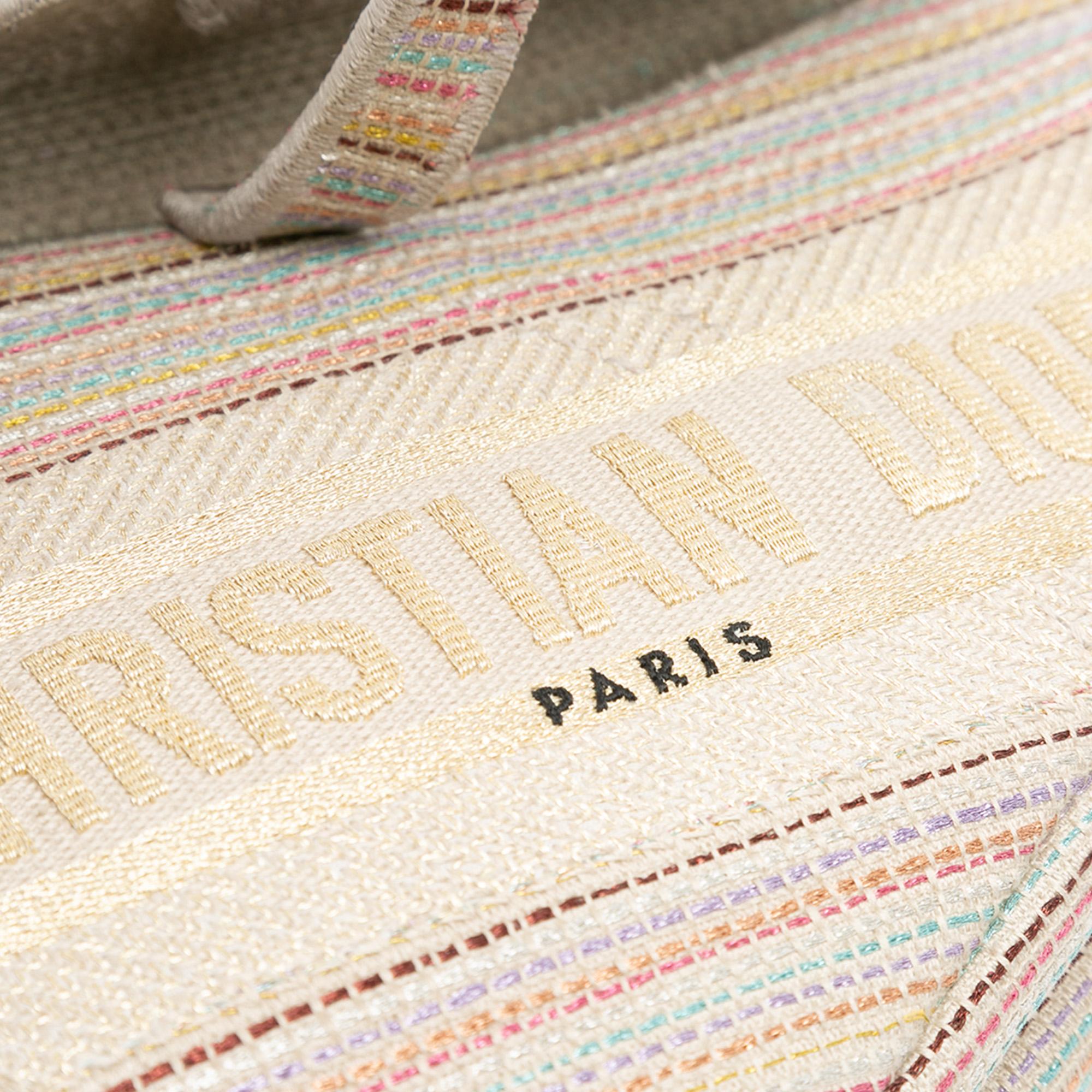 Dior Embroidered Canvas Stripes Saddle Bag
