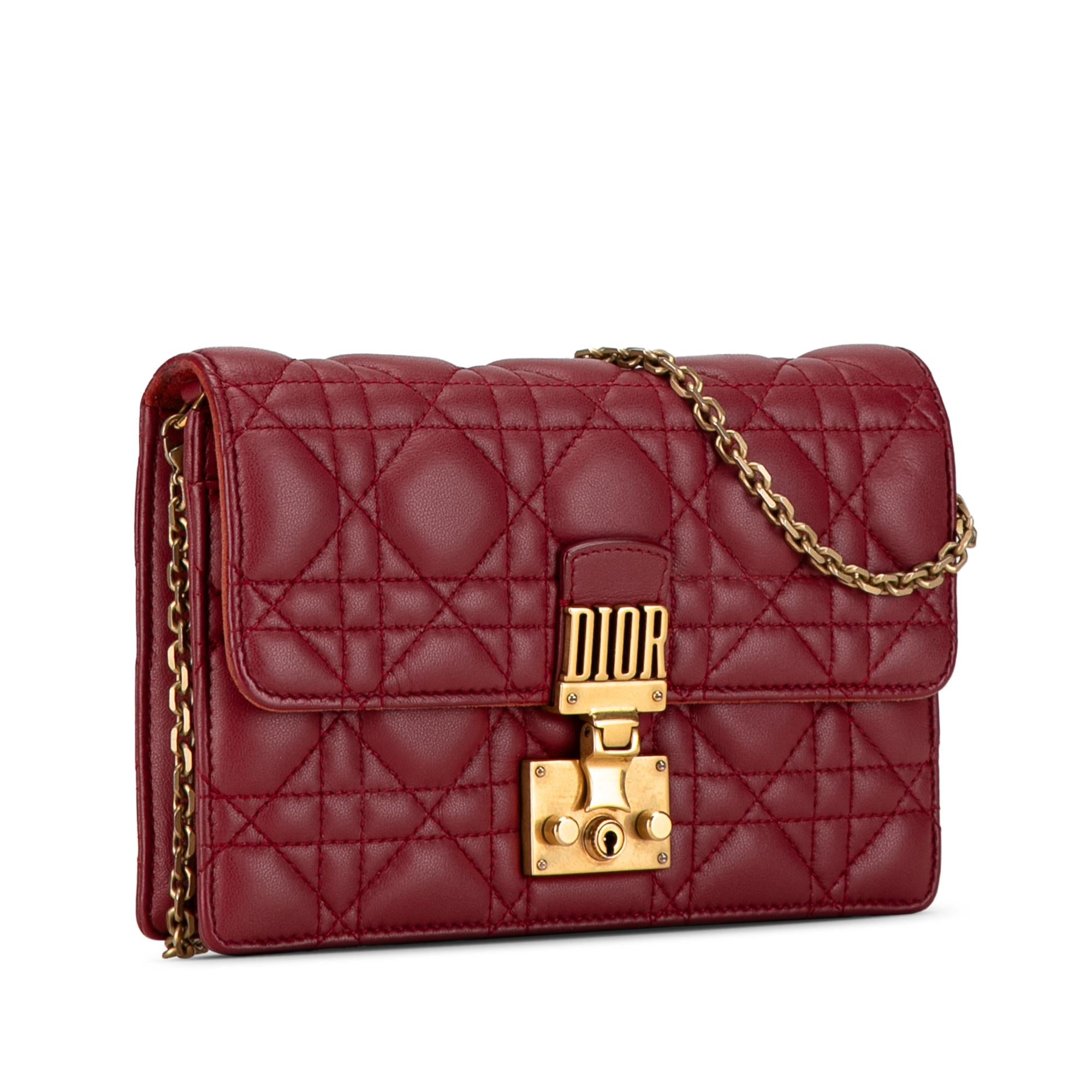 Dior Lambskin Cannage DiorAddict Wallet on Chain (SHG-ZucAi9)