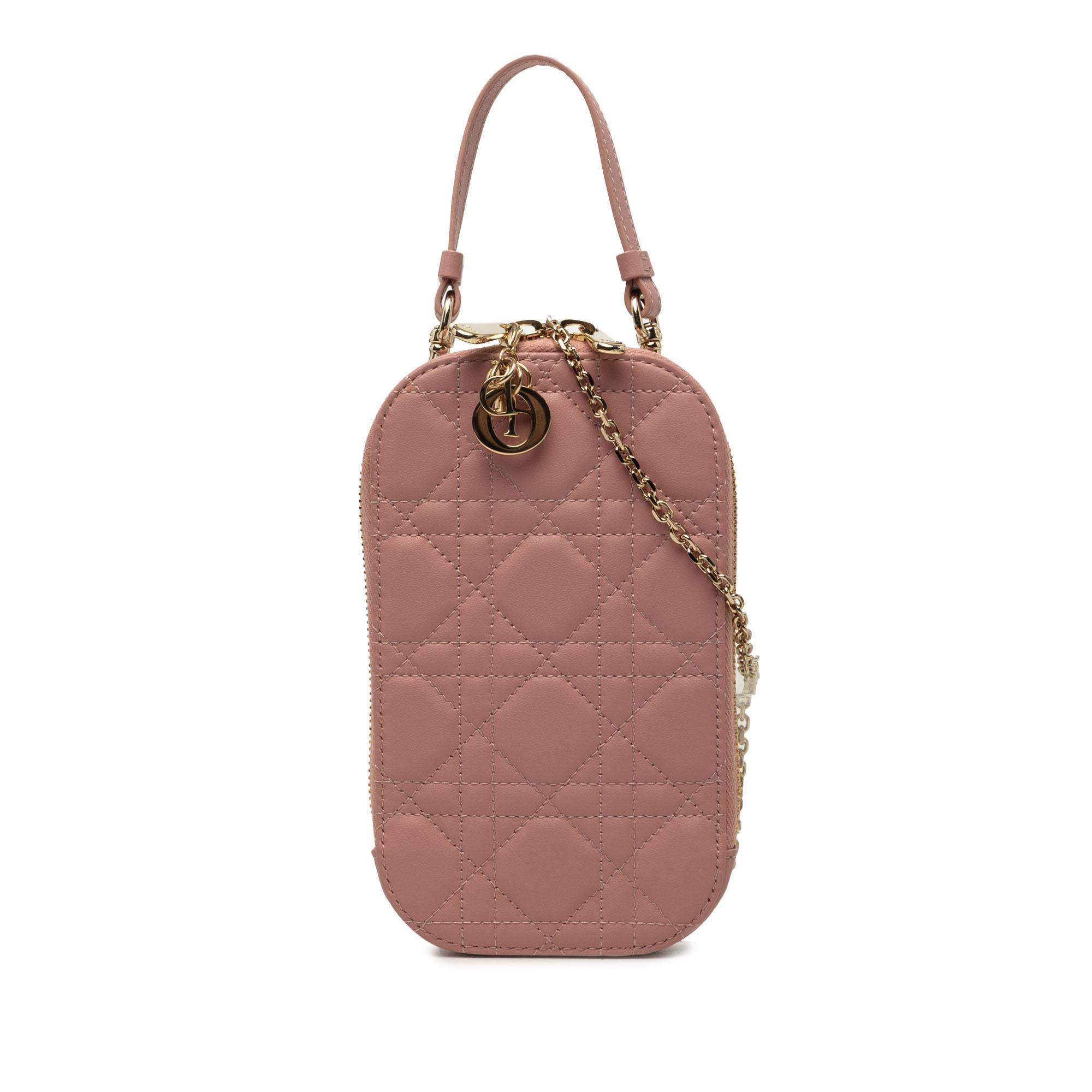 Dior Lambskin Cannage Lady Dior Call in Phone Holder