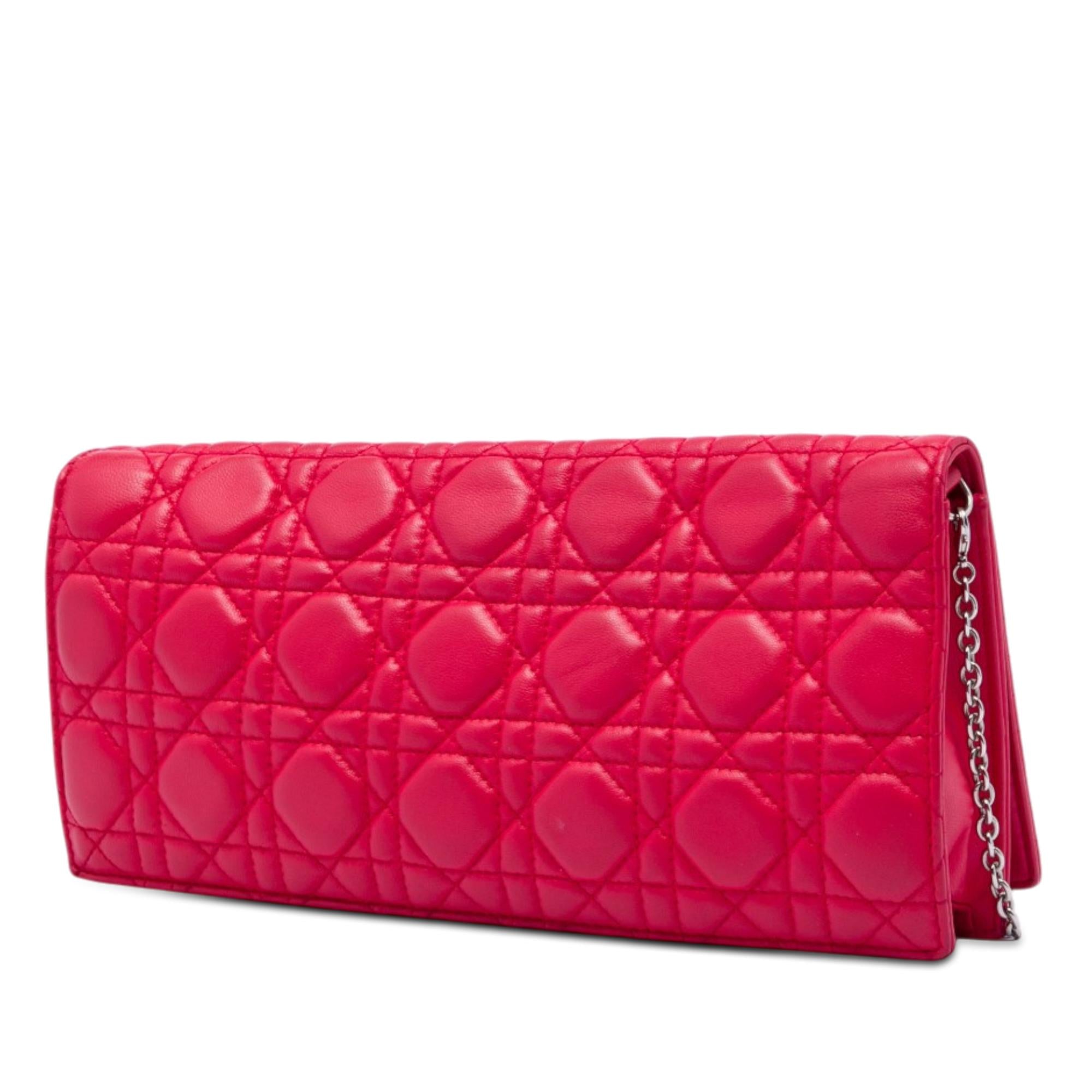 Dior Lambskin Cannage Lady Dior Chain Convertible Clutch