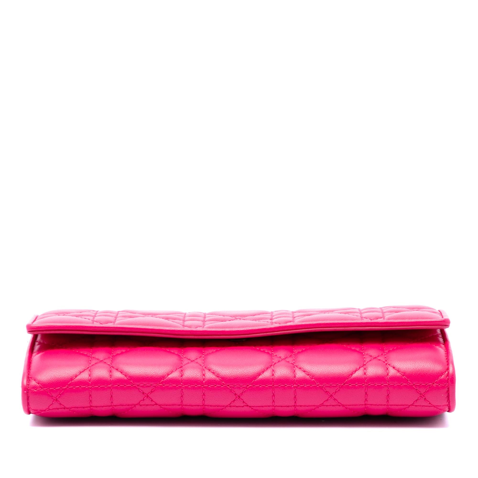 Dior Lambskin Cannage Lady Dior Wallet On Chain