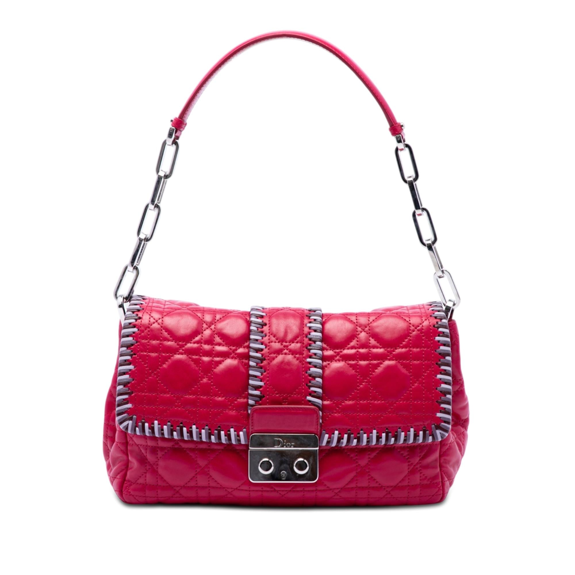 Dior Lambskin Cannage New Lock Whipstitch Chain Flap