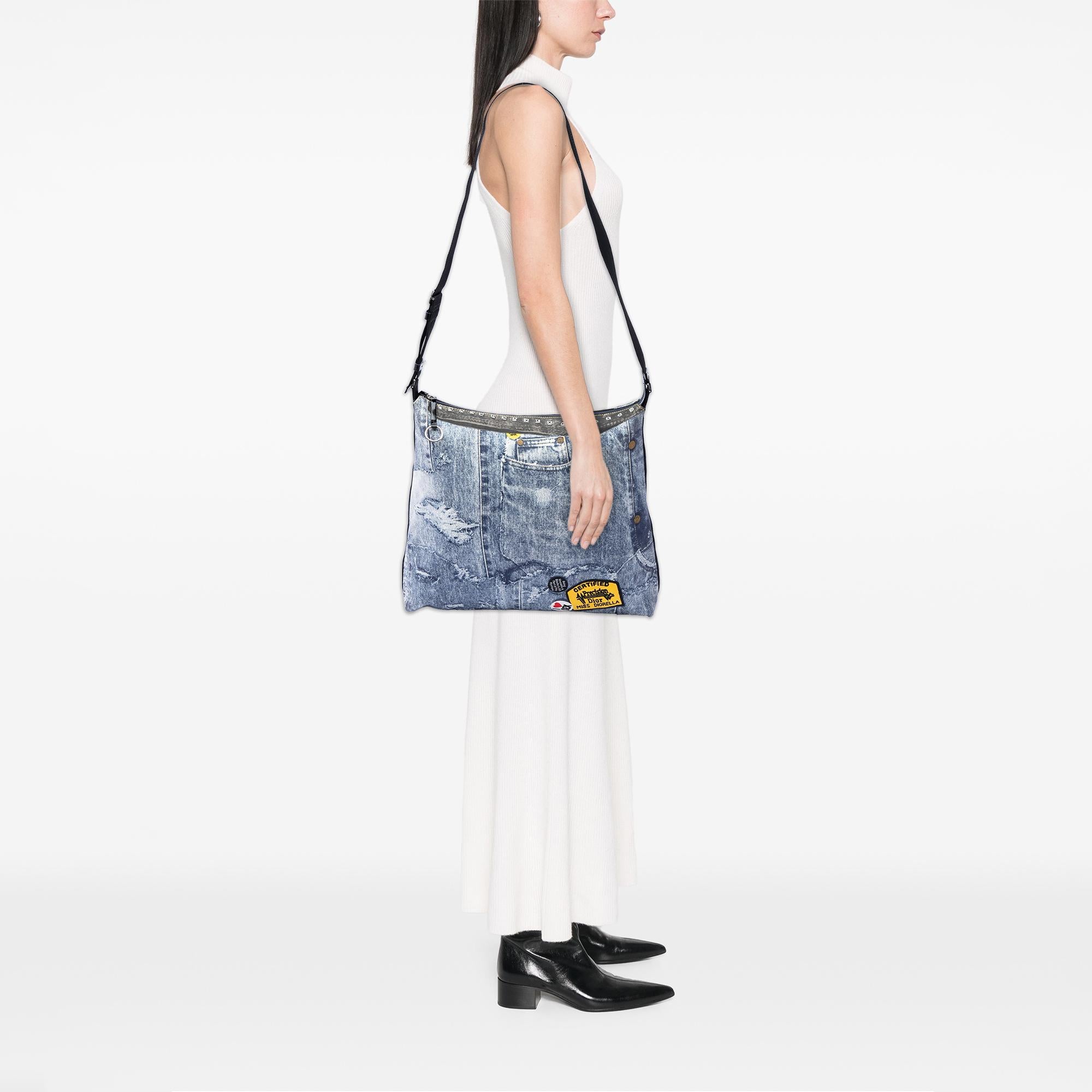 Dior Large Canvas Printed Denim Miss Diorella Messenger Bag