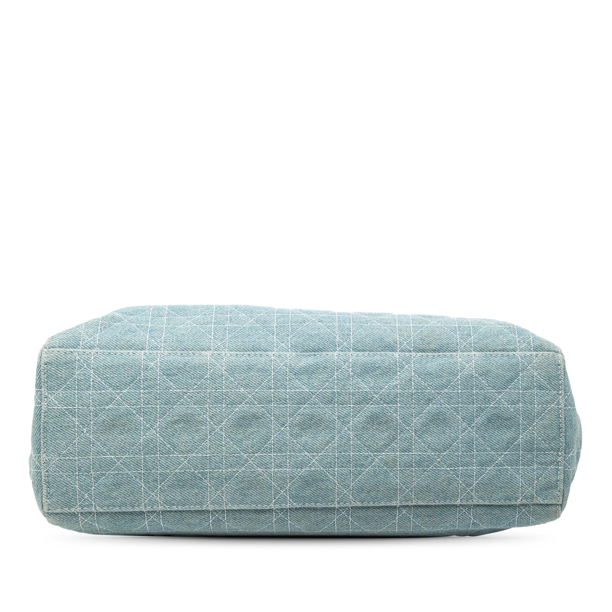 Dior Large Denim Cannage Acrylic Handles Lady Dior