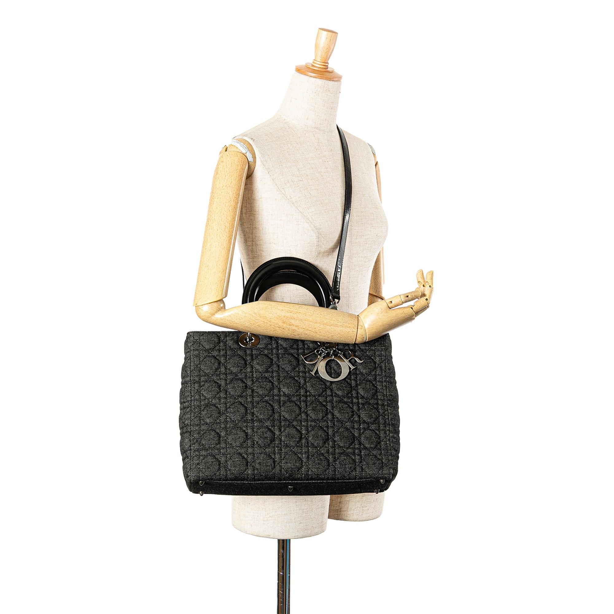 Dior Large Denim Cannage Lady Dior