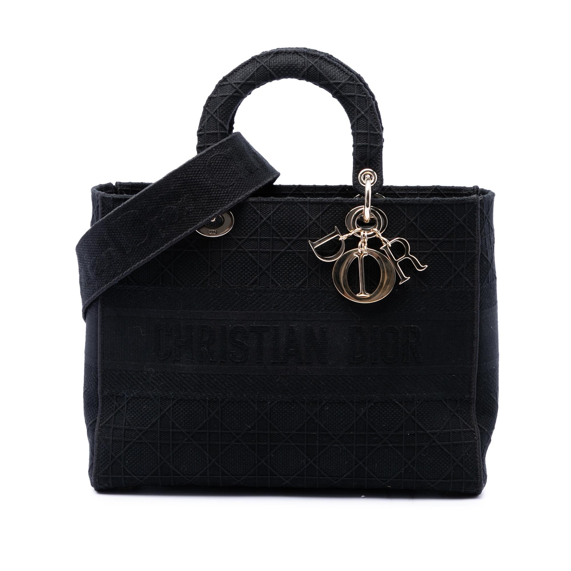 Dior Large Embroidered Canvas Cannage Lady D Lite
