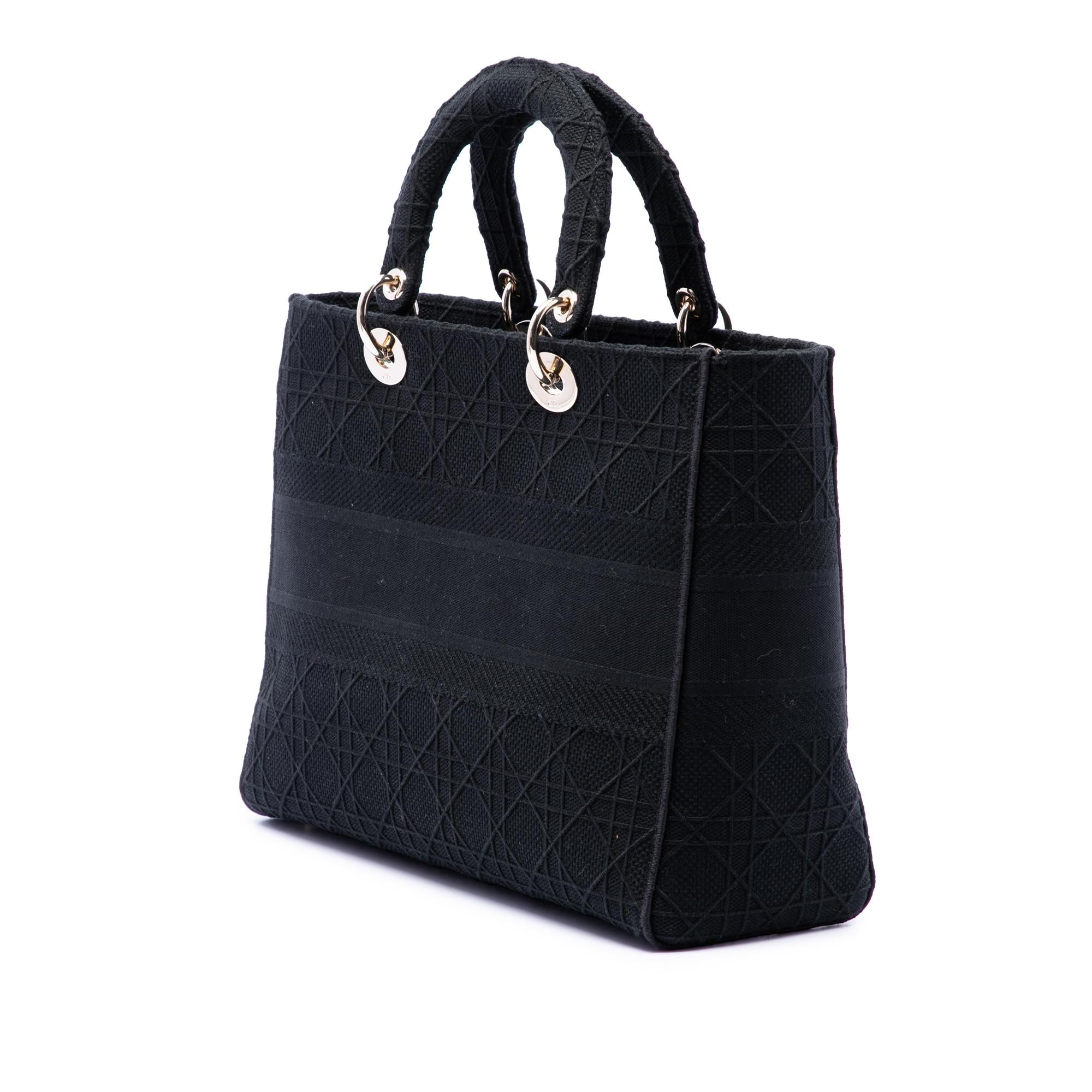 Dior Large Embroidered Canvas Cannage Lady D Lite