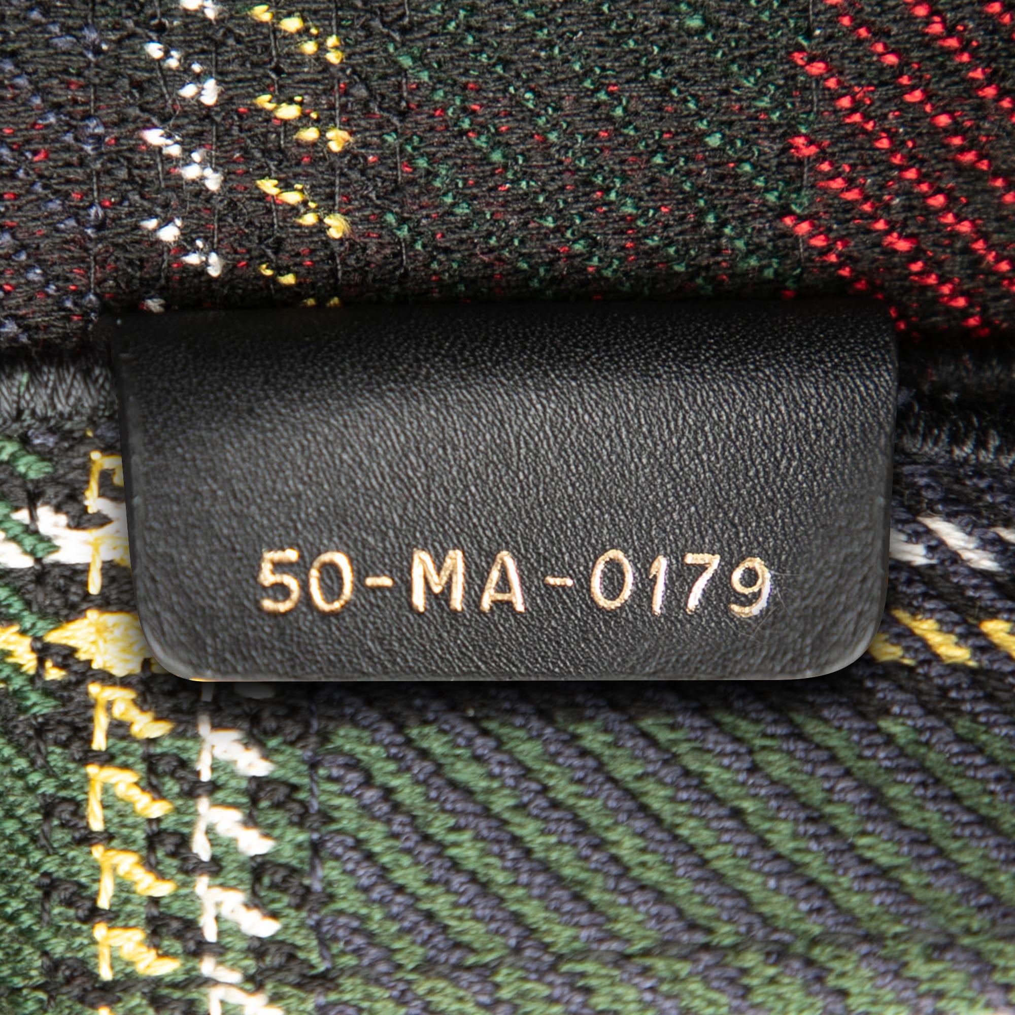 Dior Large Embroidered Canvas Tartan Check Book Tote