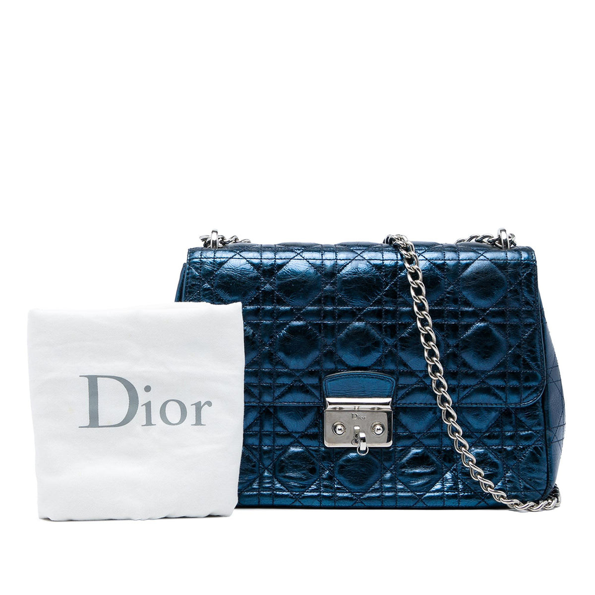 Dior Large Metallic Aged Calfskin Cannage Miss Dior Flap
