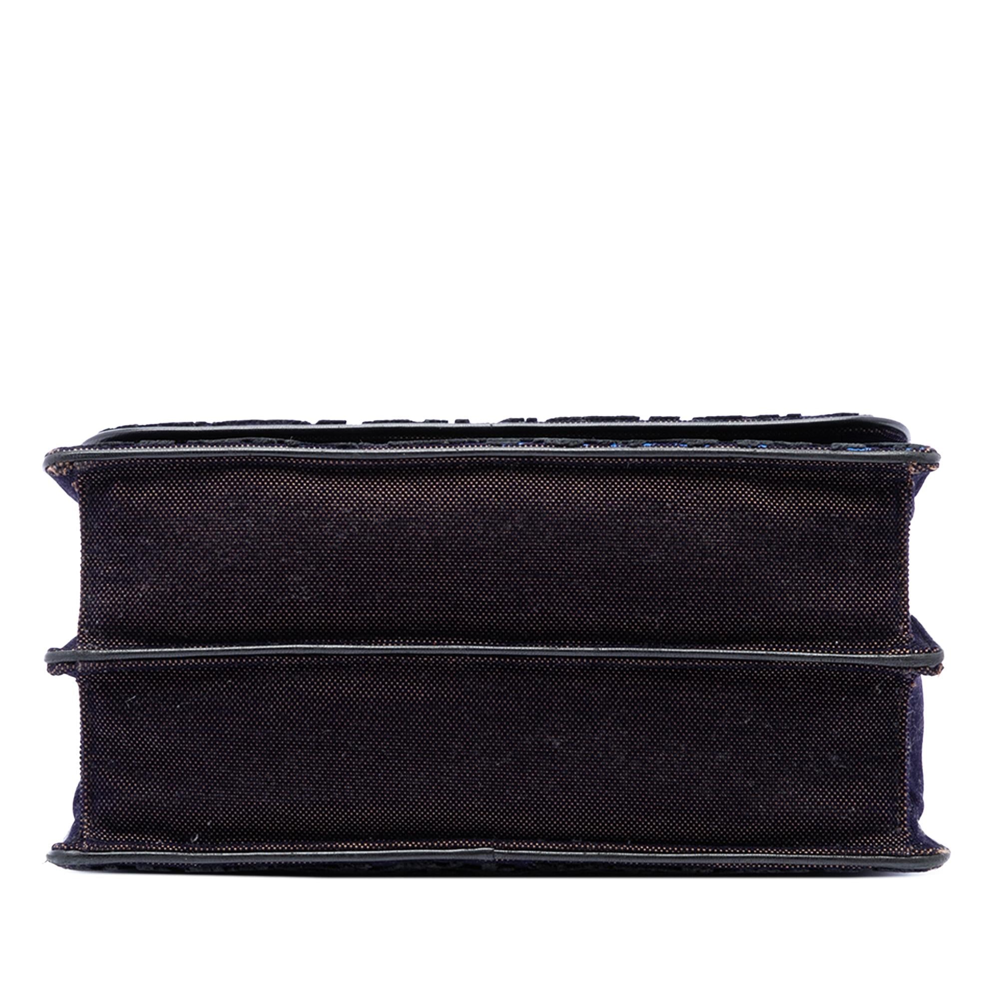Dior Large Oblique Canvas and Velvet Diorama Flap