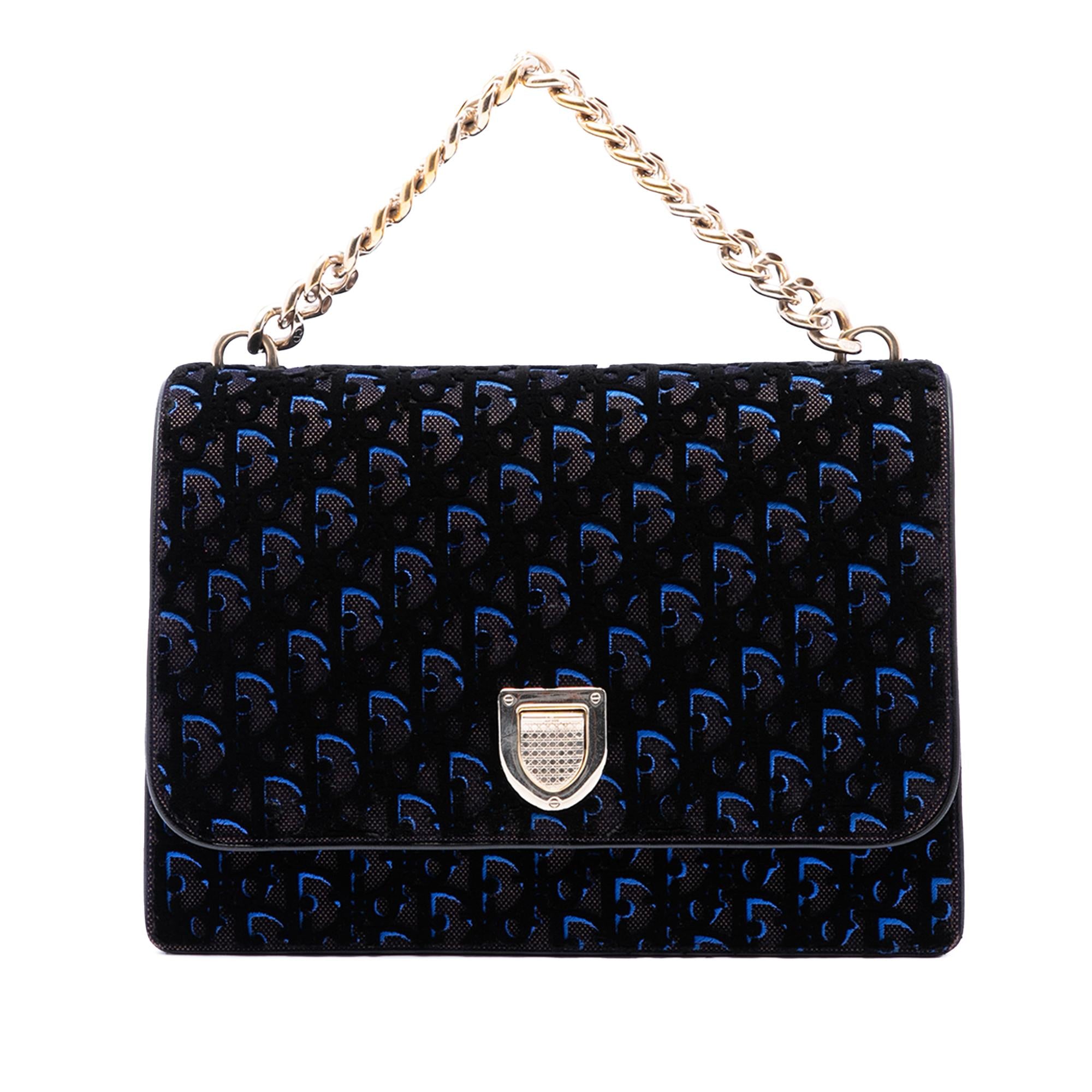 Dior Large Oblique Canvas and Velvet Diorama Flap