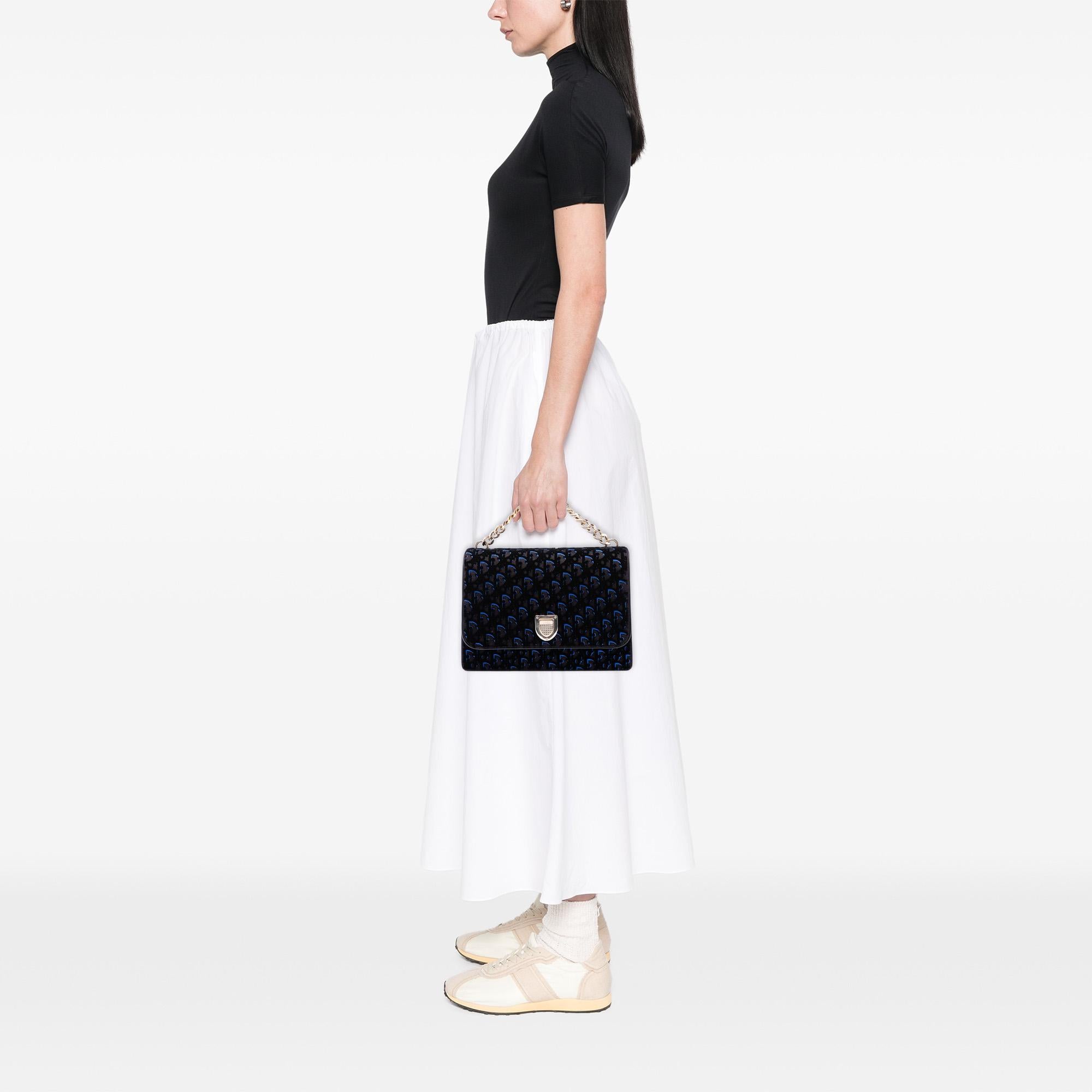 Dior Large Oblique Canvas and Velvet Diorama Flap