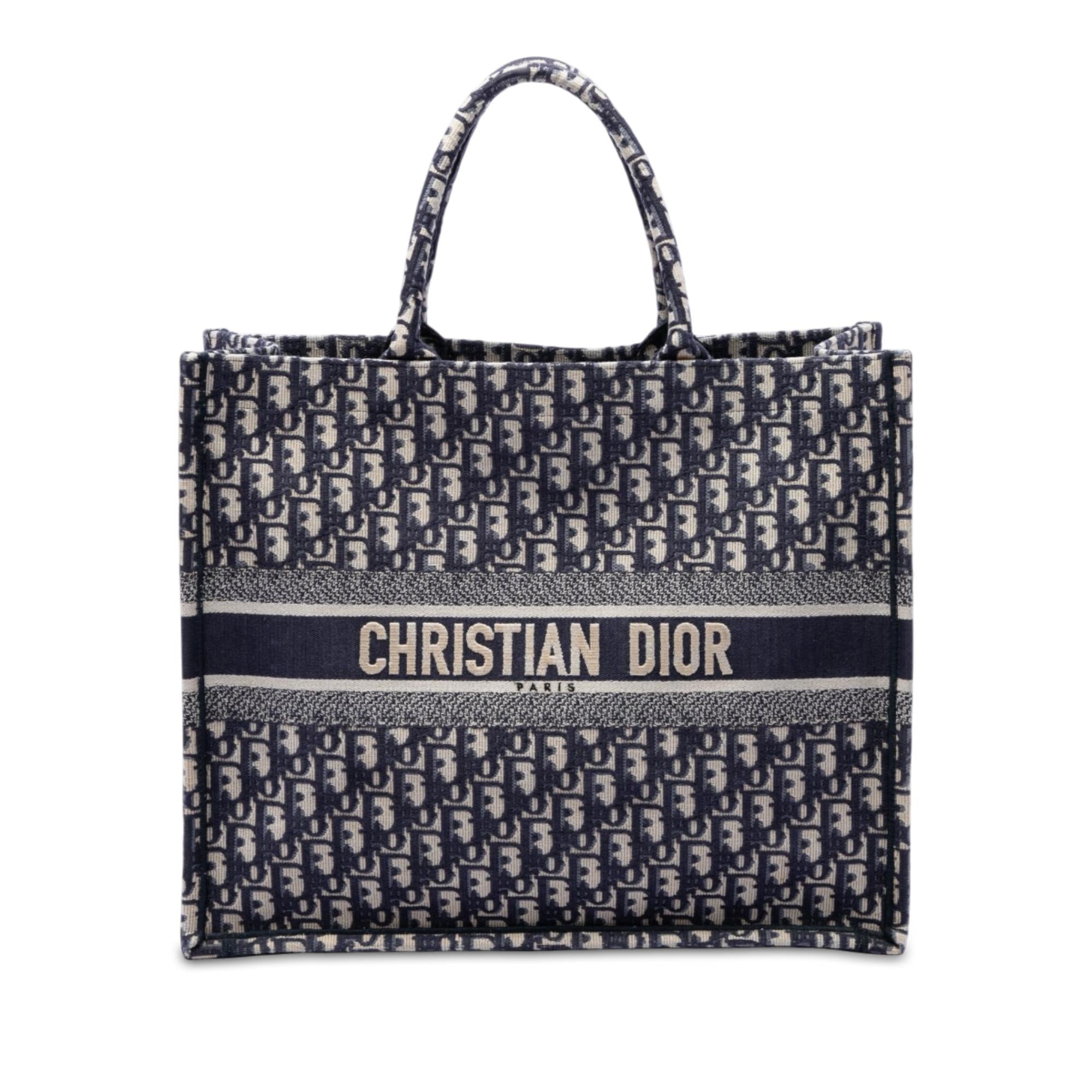 Dior Large Oblique Embroidered Canvas Book Tote