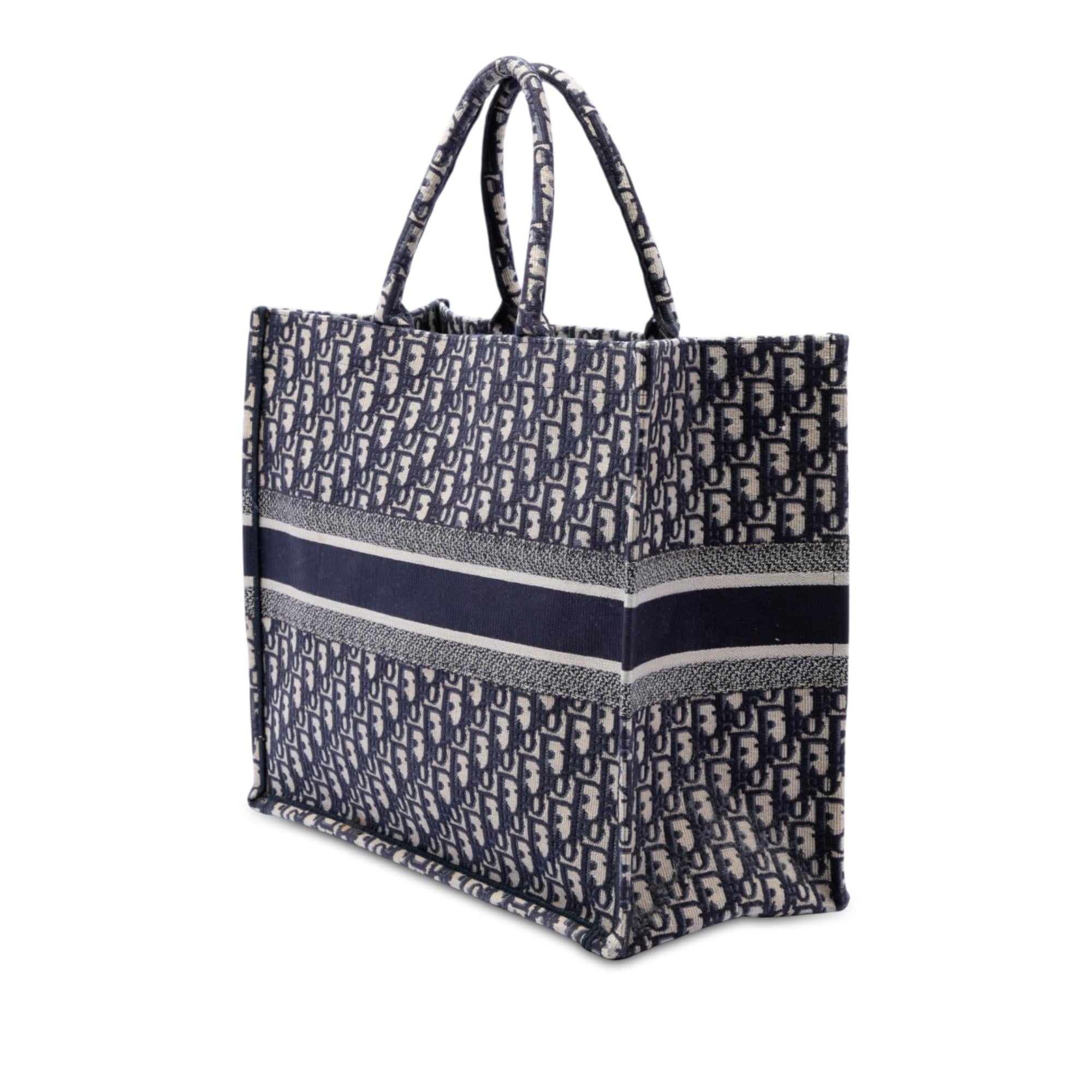Dior Large Oblique Embroidered Canvas Book Tote