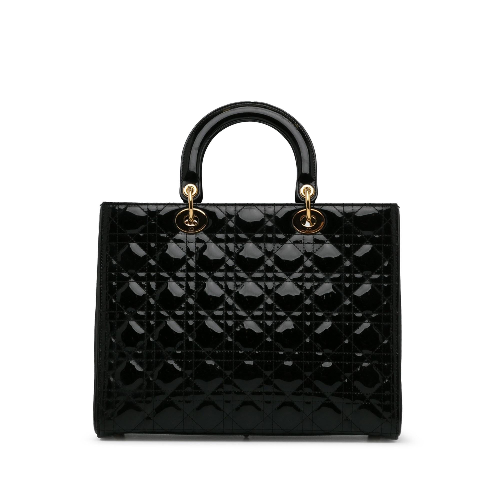 Dior Large Patent Cannage Lady Dior (SHG-WCWHTr)
