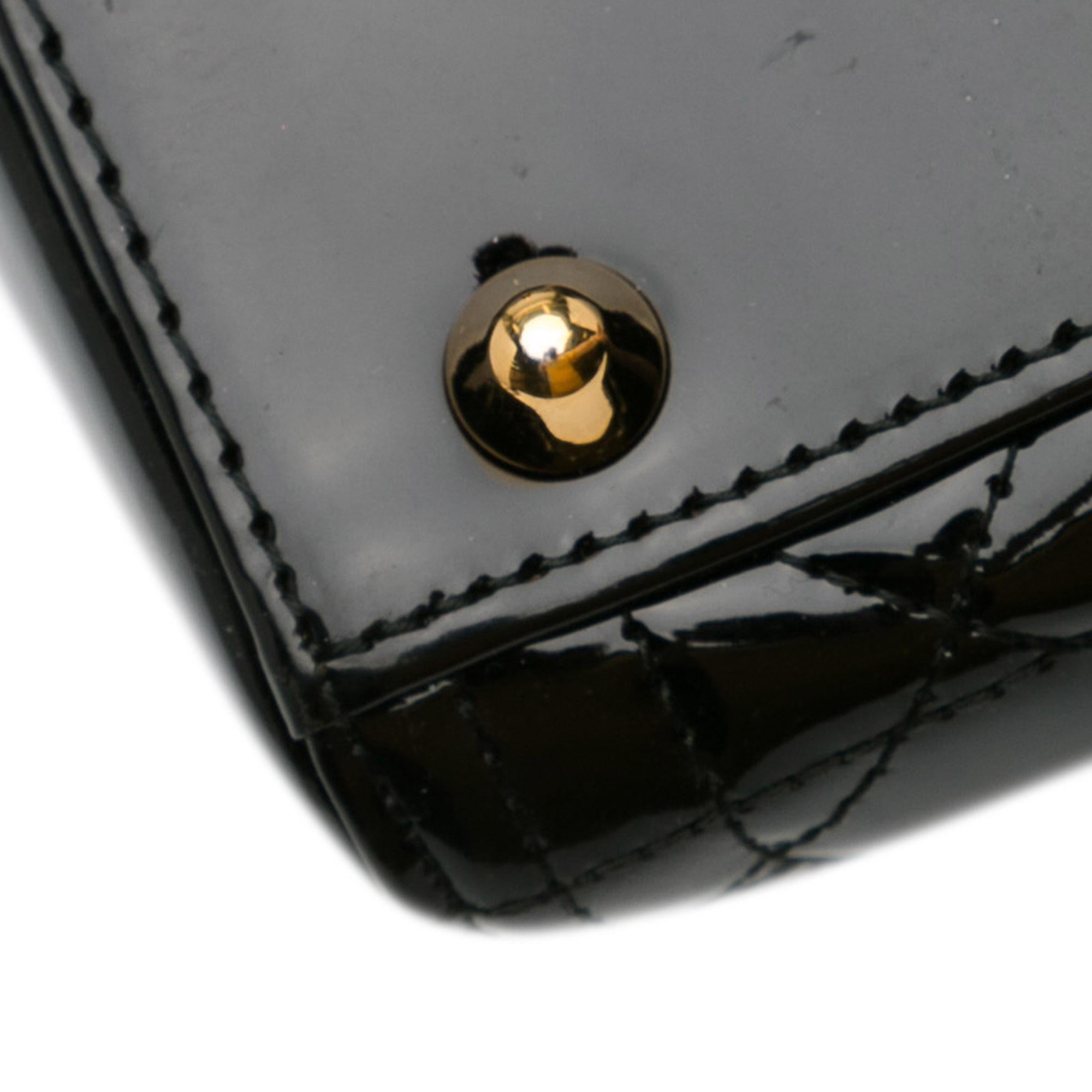 Dior Large Patent Cannage Lady Dior (SHG-WCWHTr)