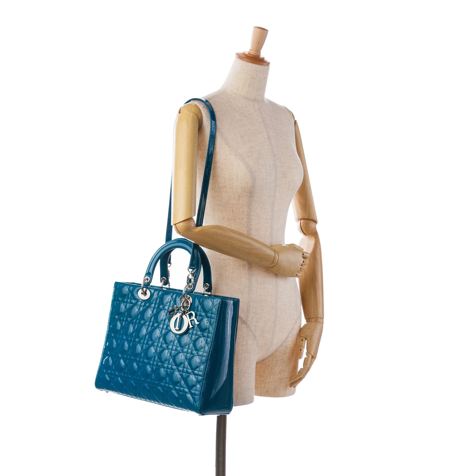 Dior Large Patent Cannage Lady Dior (SHG-BlMPBZ)