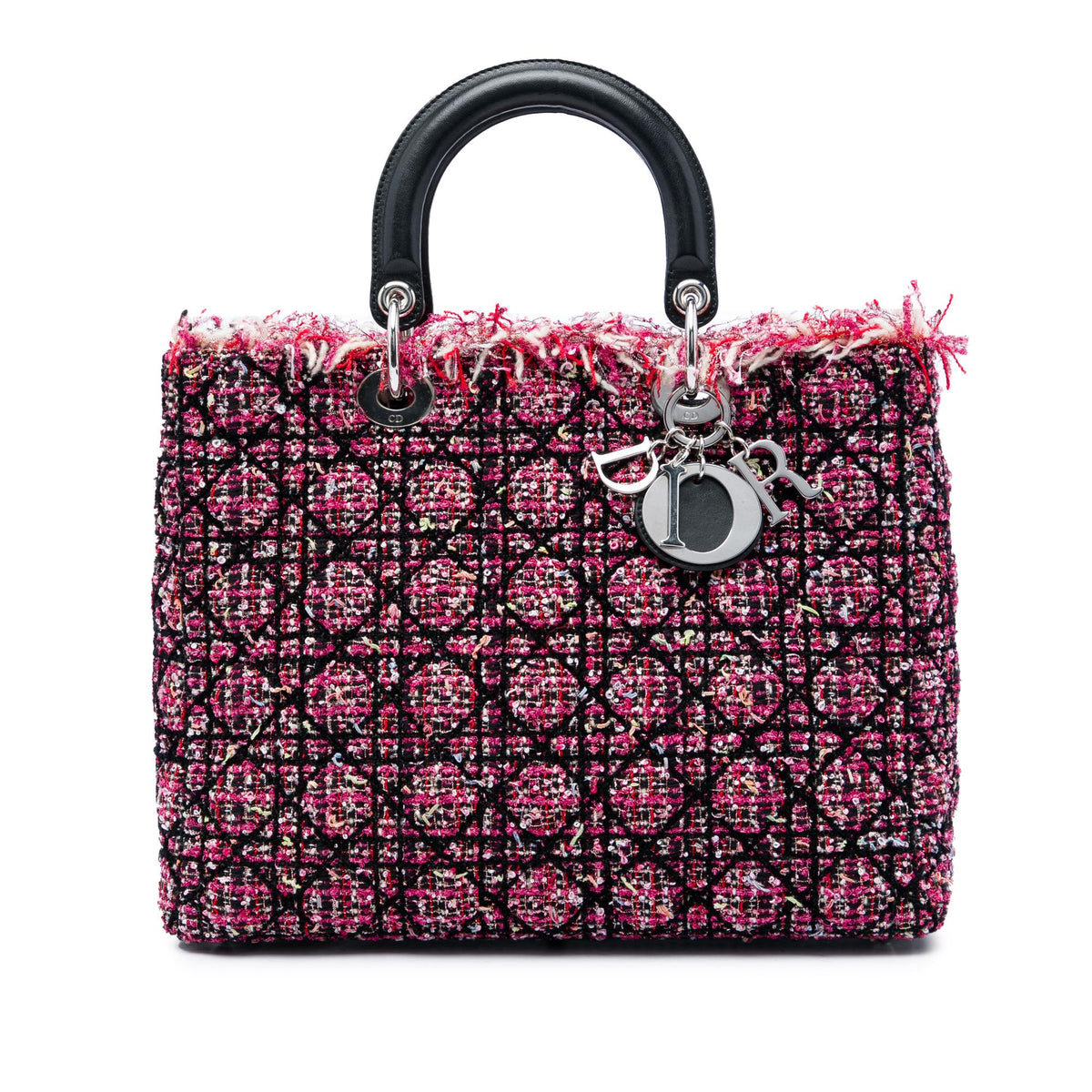 Dior Large Tweed Cannage Fringe Lady Dior