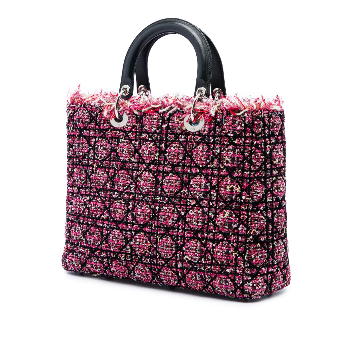 Dior Large Tweed Cannage Fringe Lady Dior