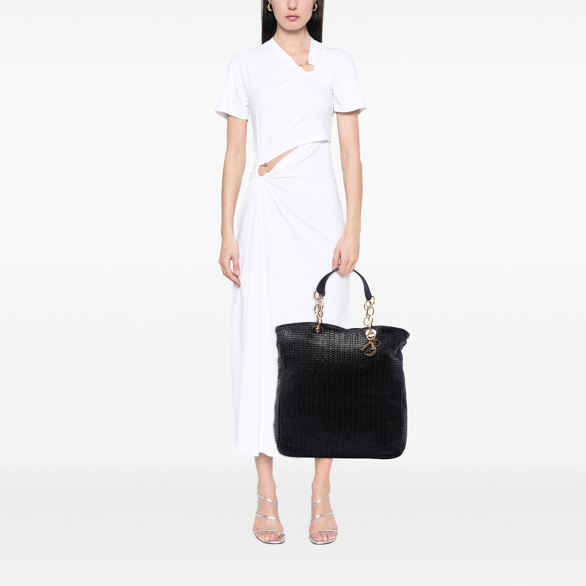 Dior Large Woven Lambskin Lady Dior Soft Shopping Tote