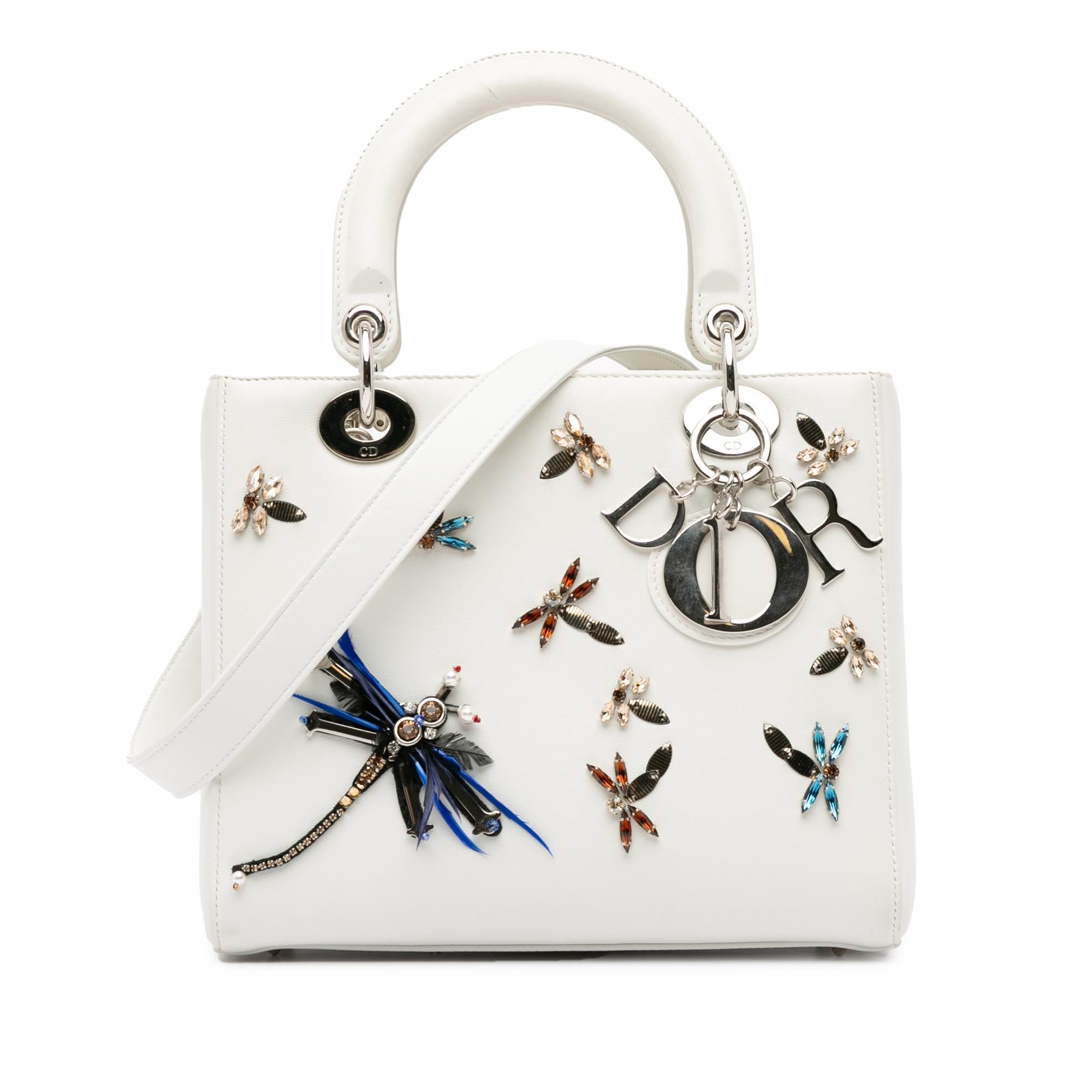 Dior Medium Calfskin Dragonfly Embellished Lady Dior (SHG-XVLoP4)