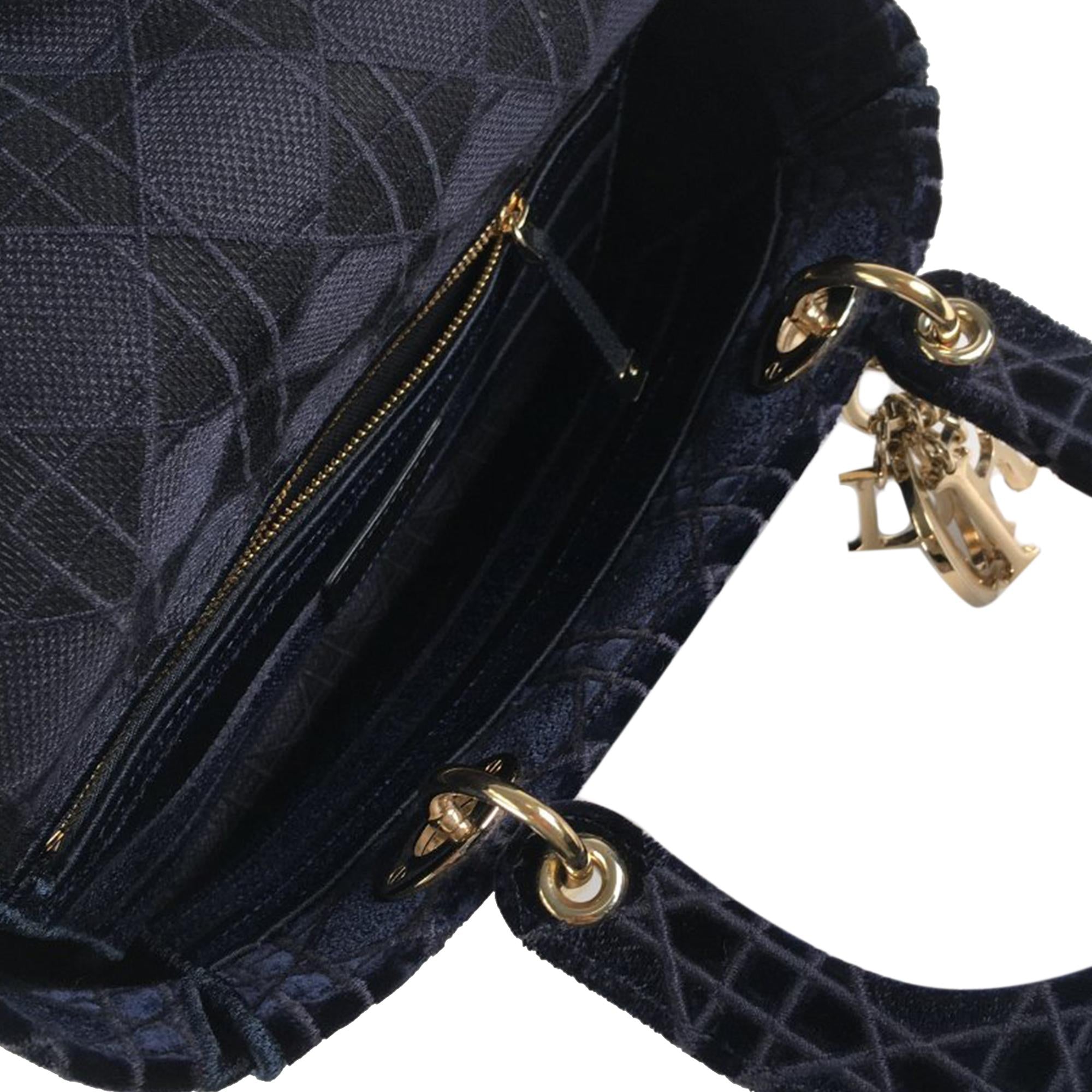 Dior Medium Cannage Velvet Lady D-Lite (SHG-2WUGyr)