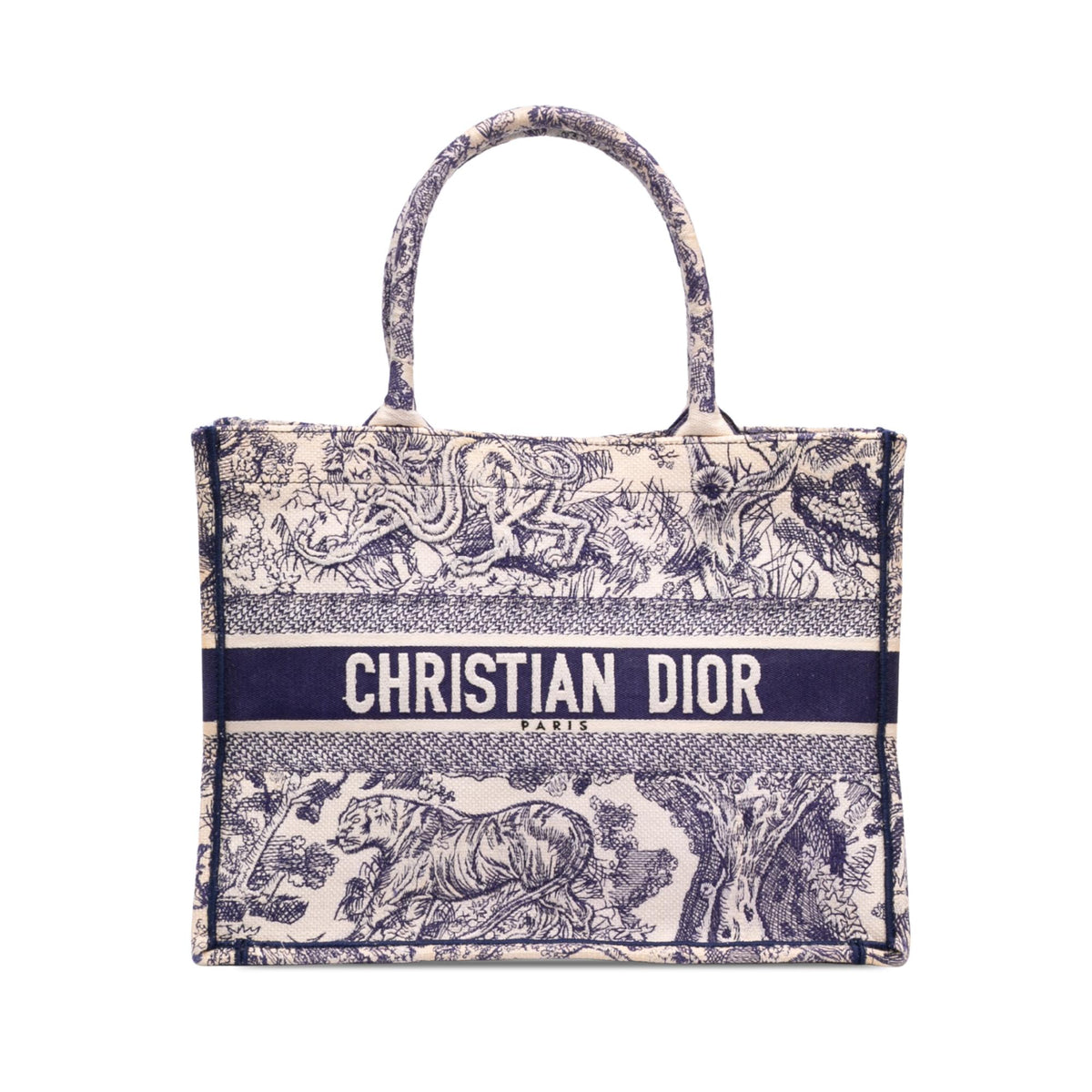 Dior Medium Canvas Embroidered Dioriviera Toile De Jouy Book Tote
