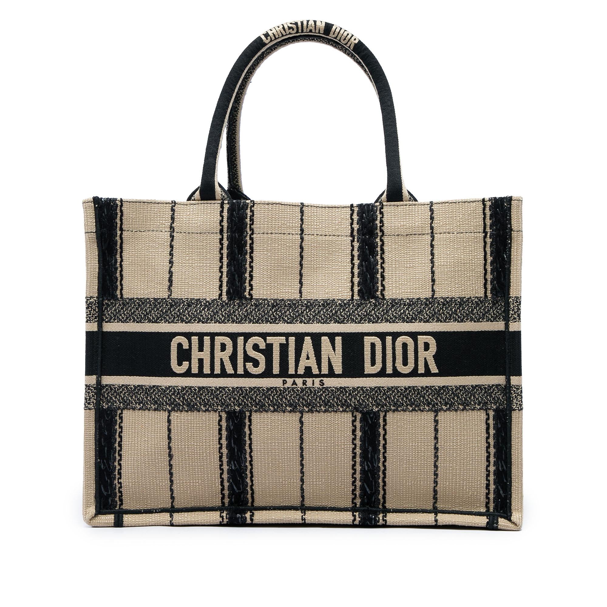 Dior Medium Embroidered Canvas Bayadere Book Tote