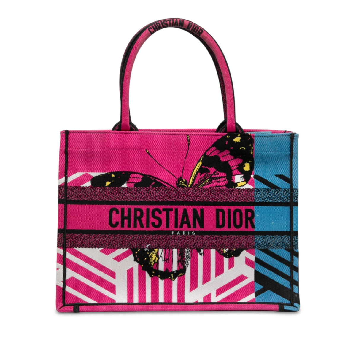 Dior Medium Embroidered Canvas Butterfly D Jungle Pop Book Tote
