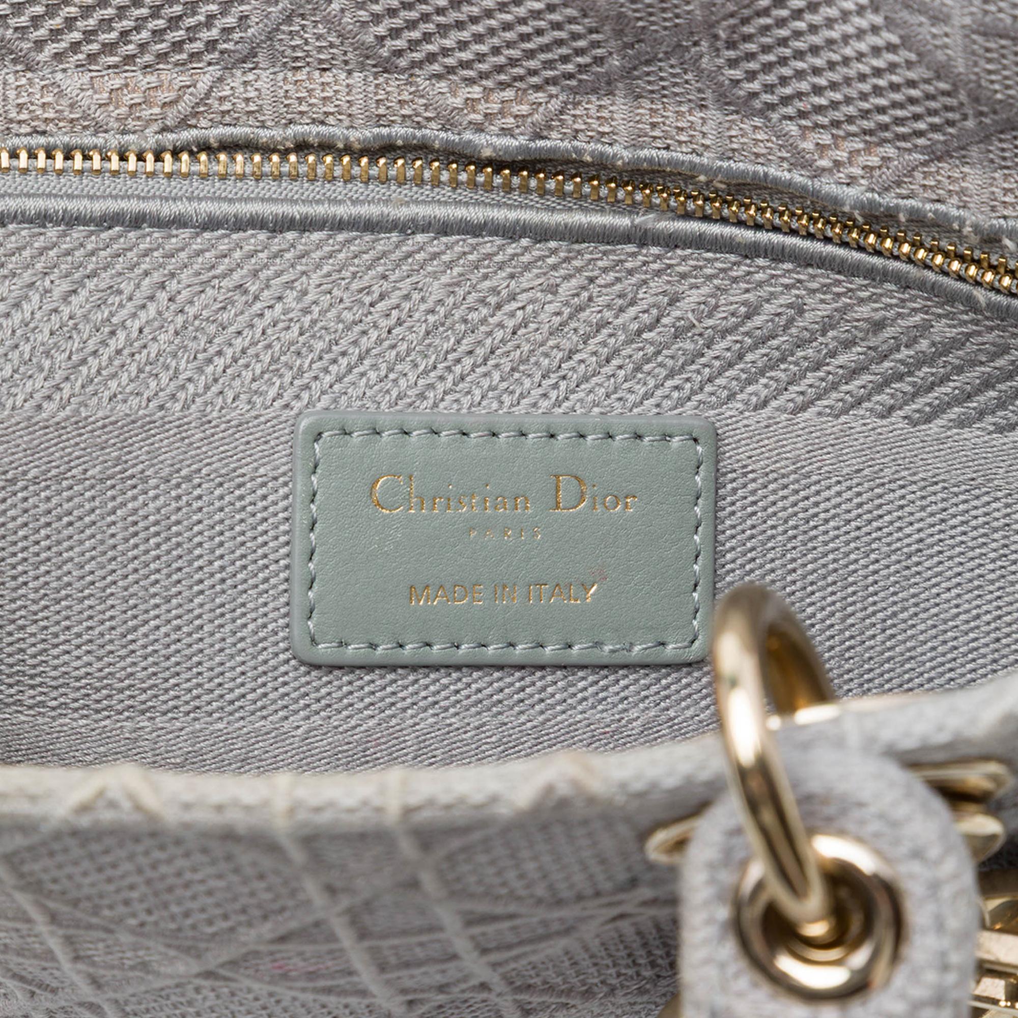 Dior Medium Embroidered Canvas Cannage Lady D Lite