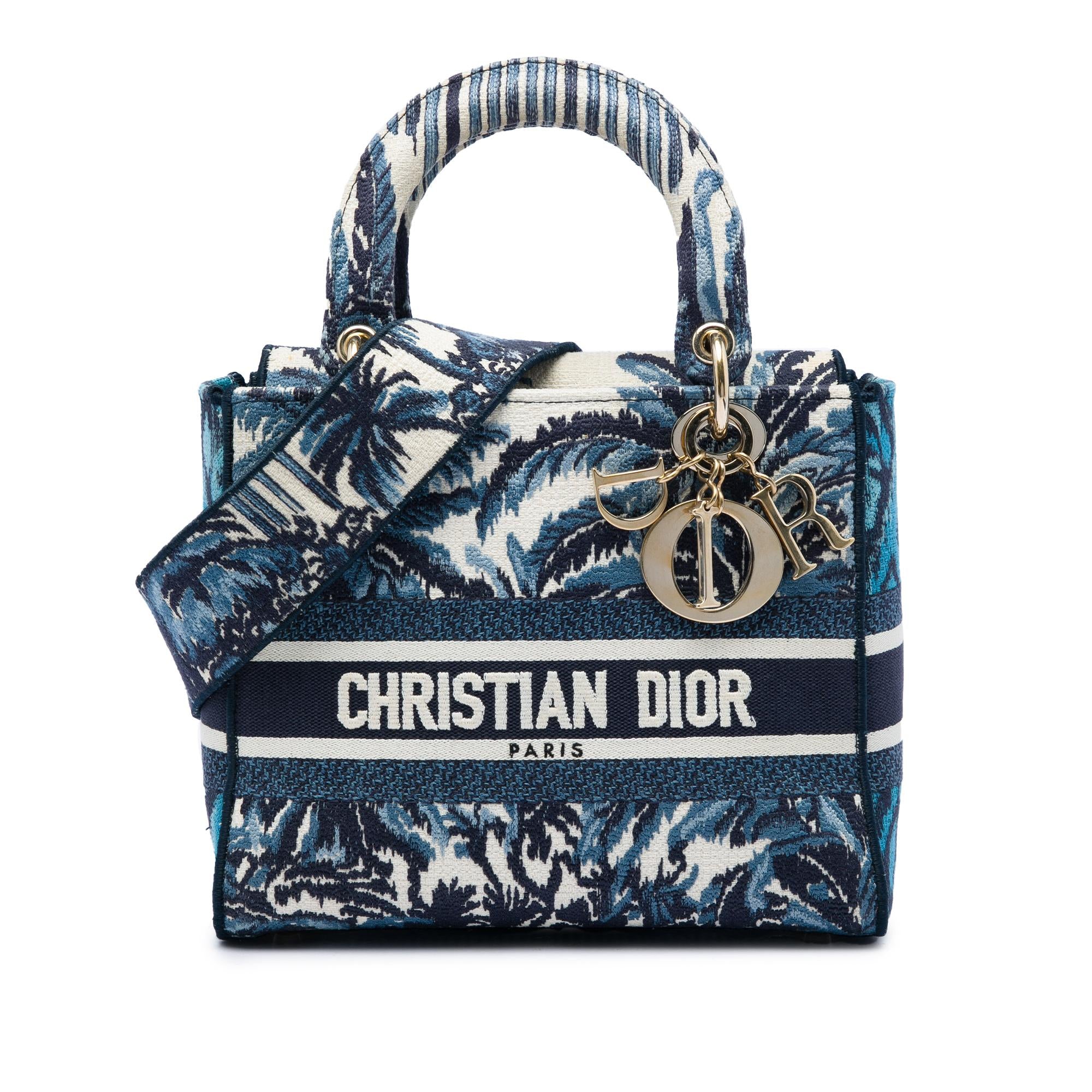 Dior Medium Embroidered Canvas Palm Tree Toile De Jouy Lady D Lite