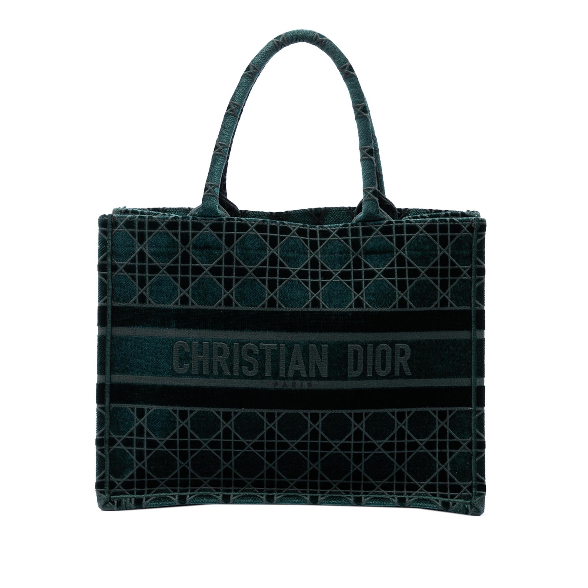 Dior Medium Embroidered Velvet Cannage Book Tote