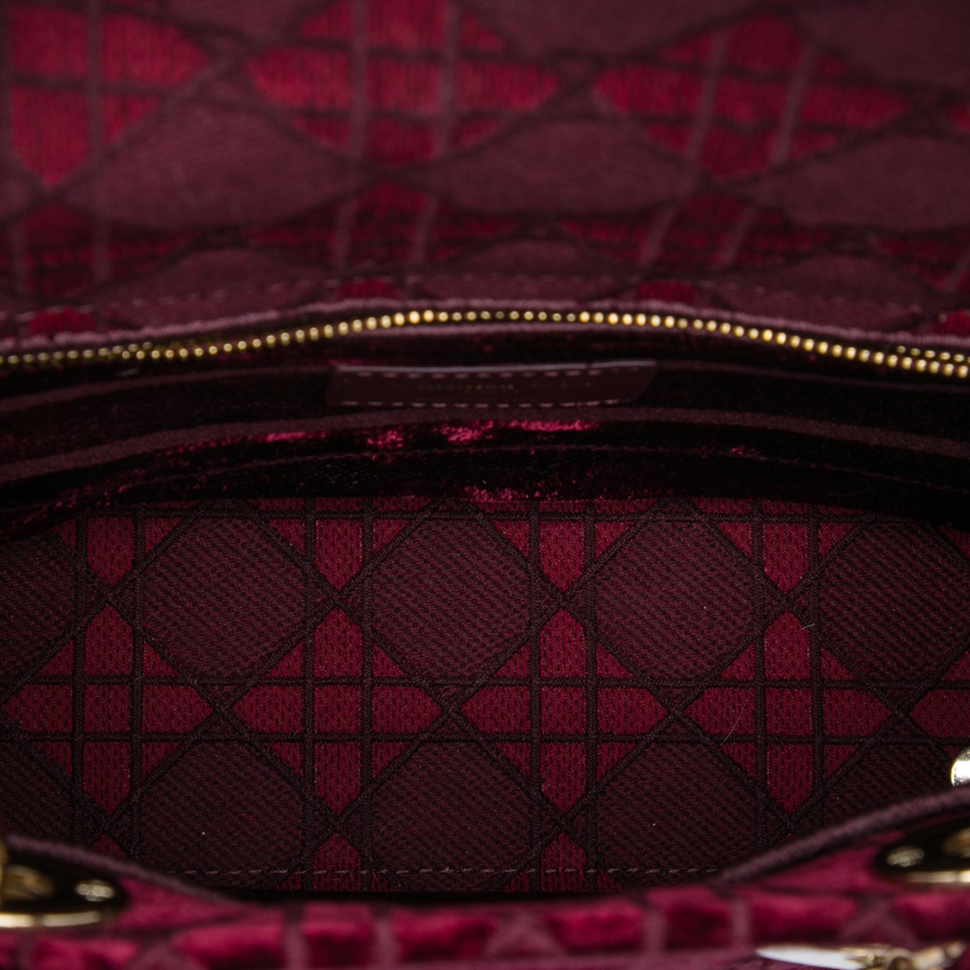 Dior Medium Embroidered Velvet Cannage Lady D Lite