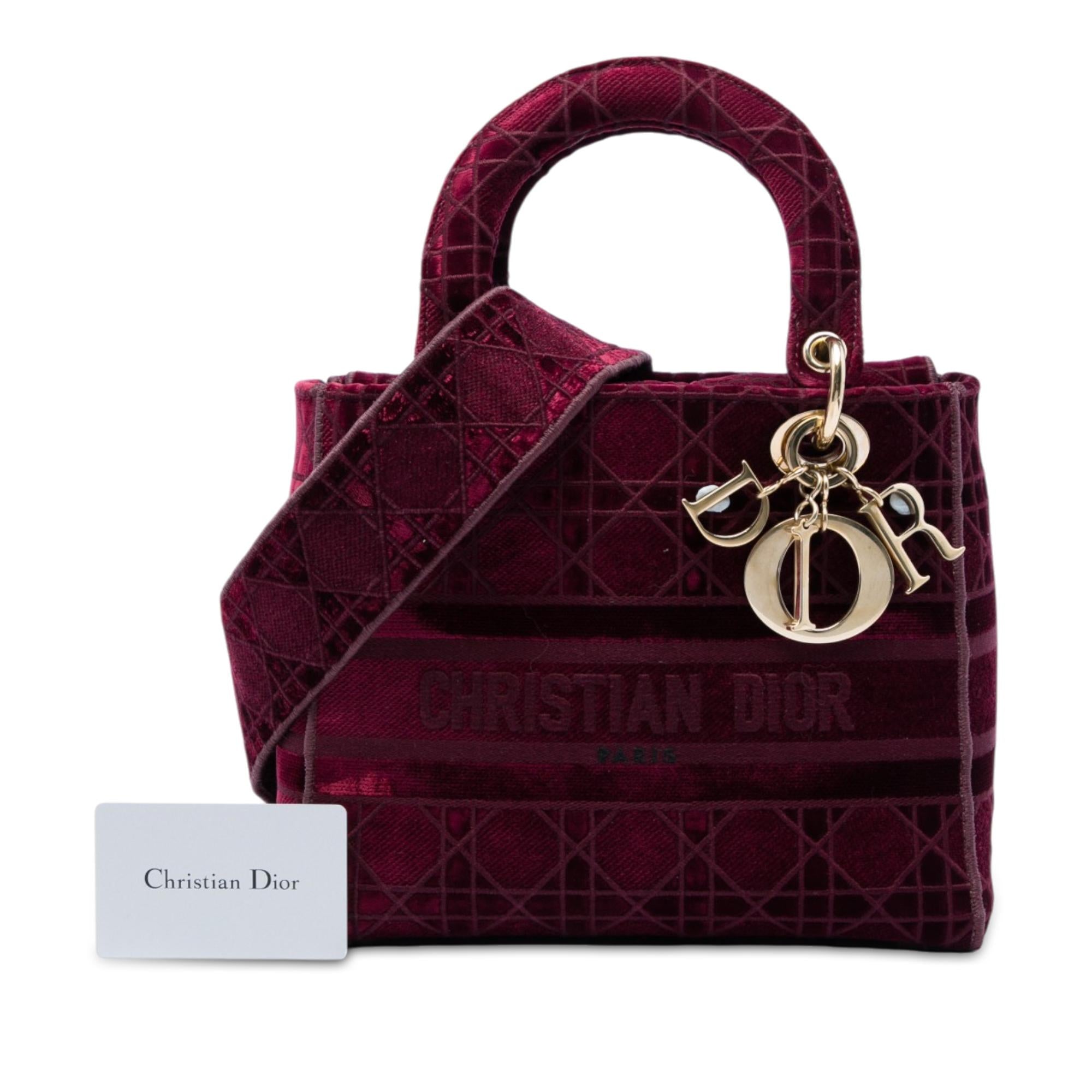 Dior Medium Embroidered Velvet Cannage Lady D Lite