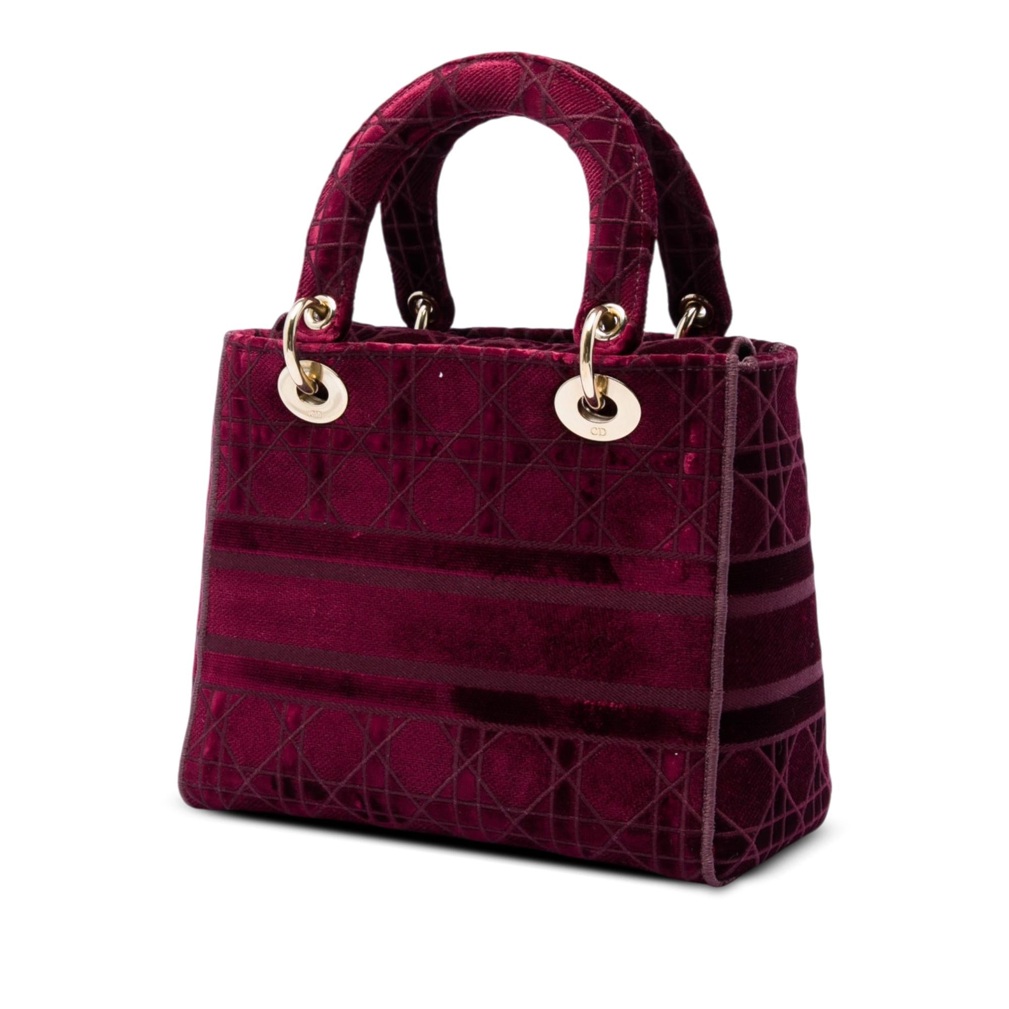 Dior Medium Embroidered Velvet Cannage Lady D Lite