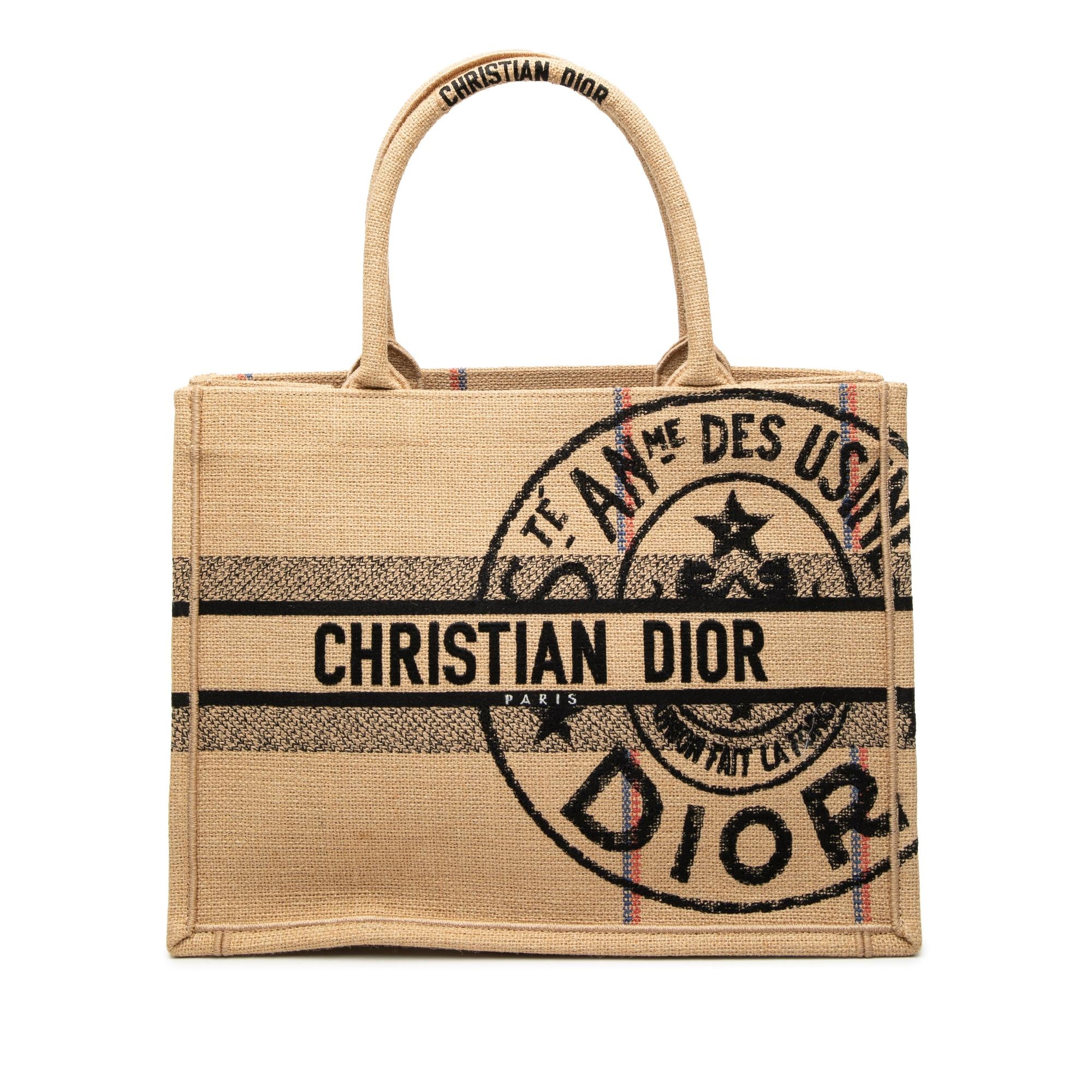 Dior Medium Jute Embroidered Book Tote
