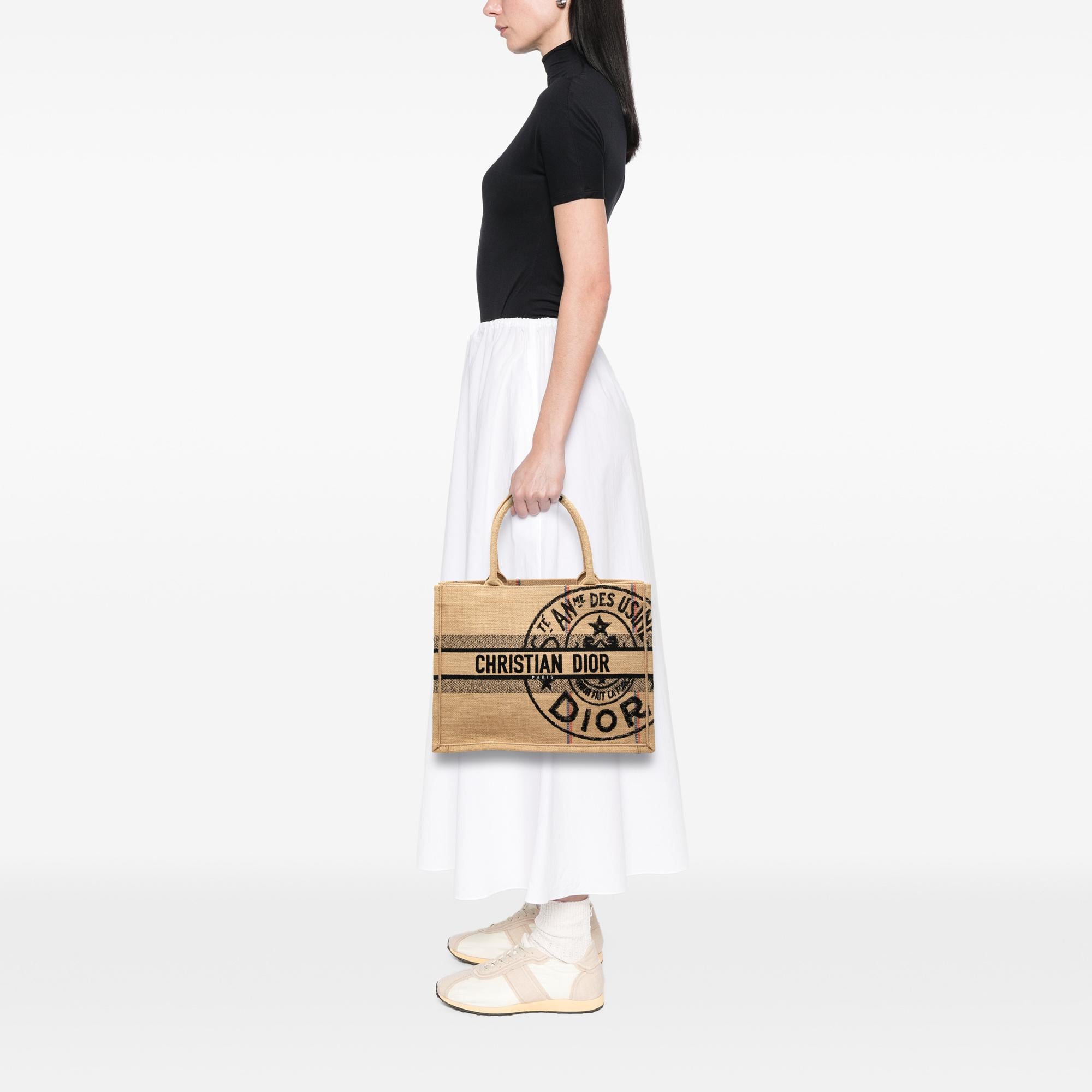 Dior Medium Jute Embroidered Book Tote