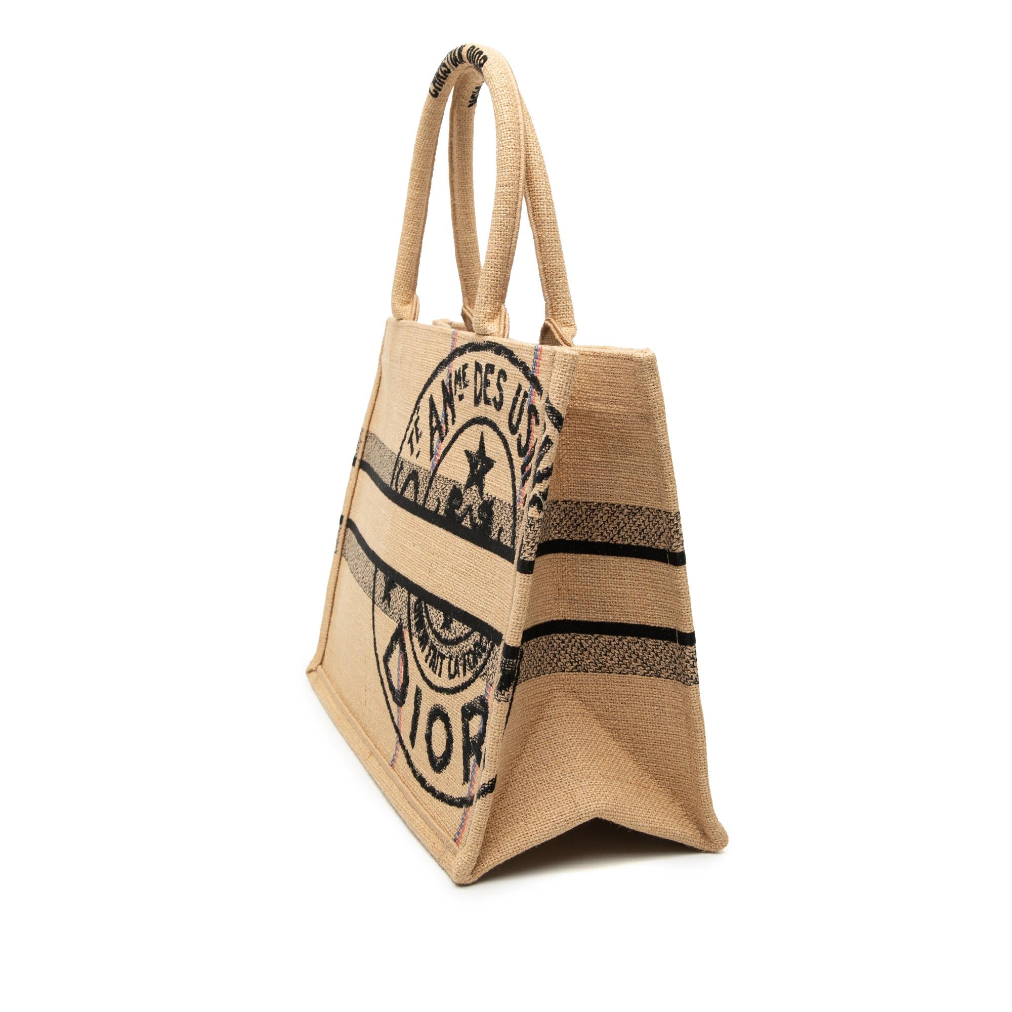 Dior Medium Jute Embroidered Book Tote