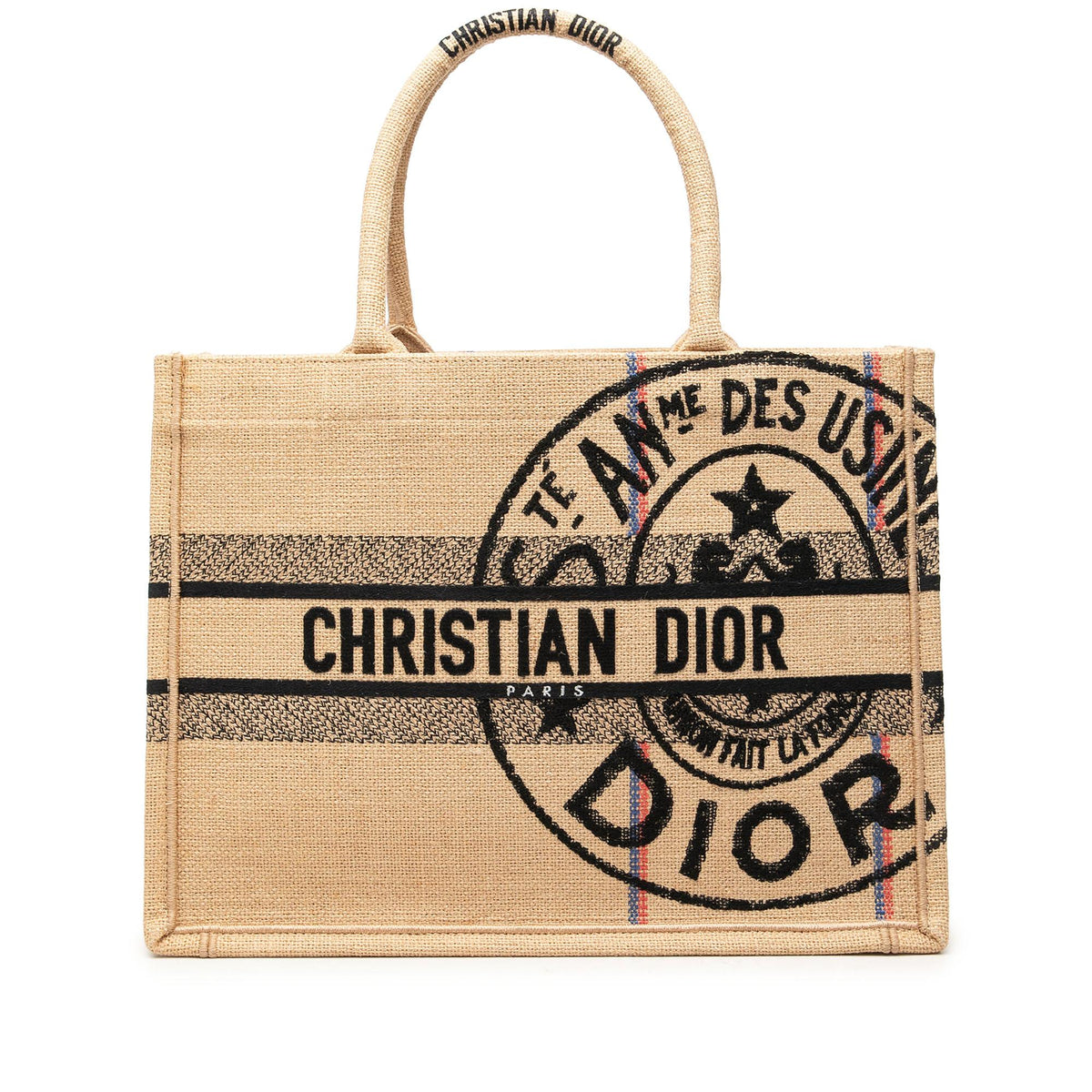 Dior Medium Jute Embroidered Book Tote