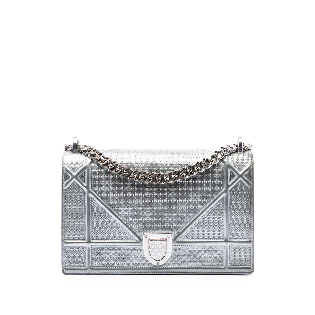 Dior Medium Metallic Patent Microcannage Diorama Flap