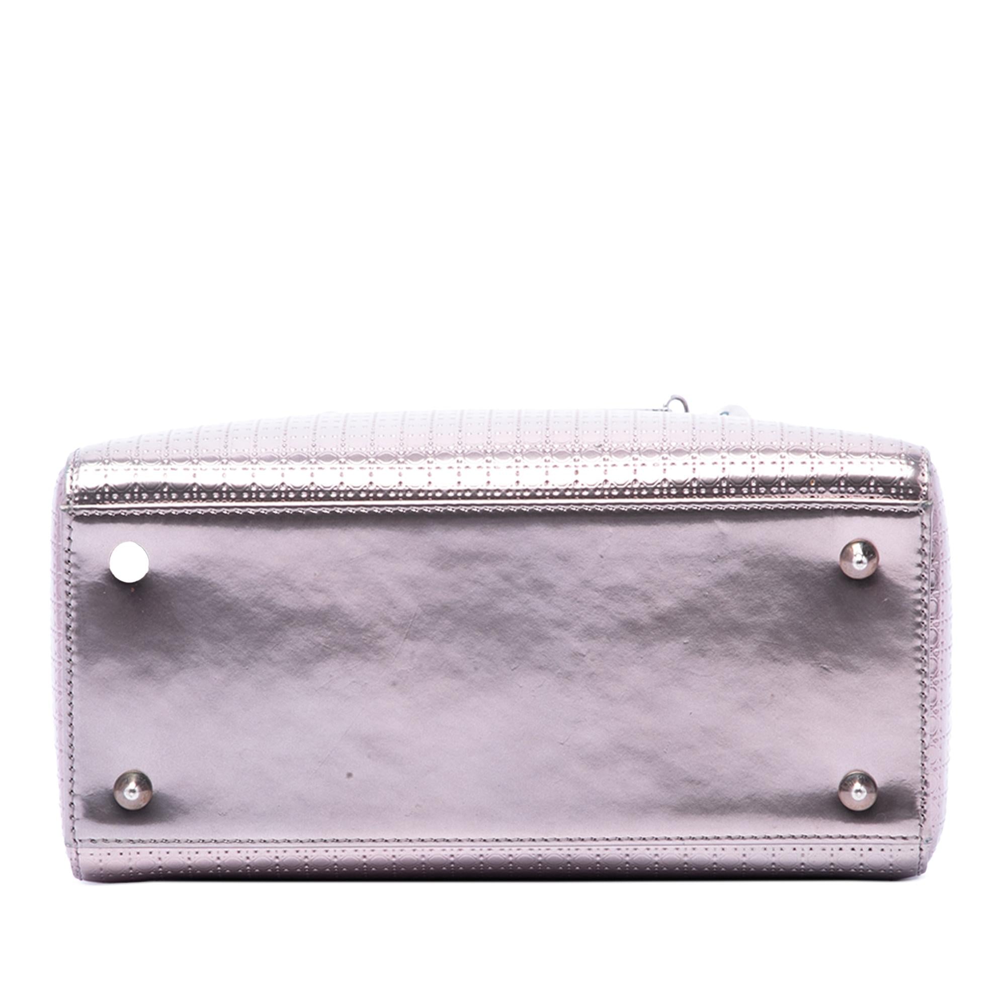 Dior Medium Metallic Patent Microcannage Lady Dior