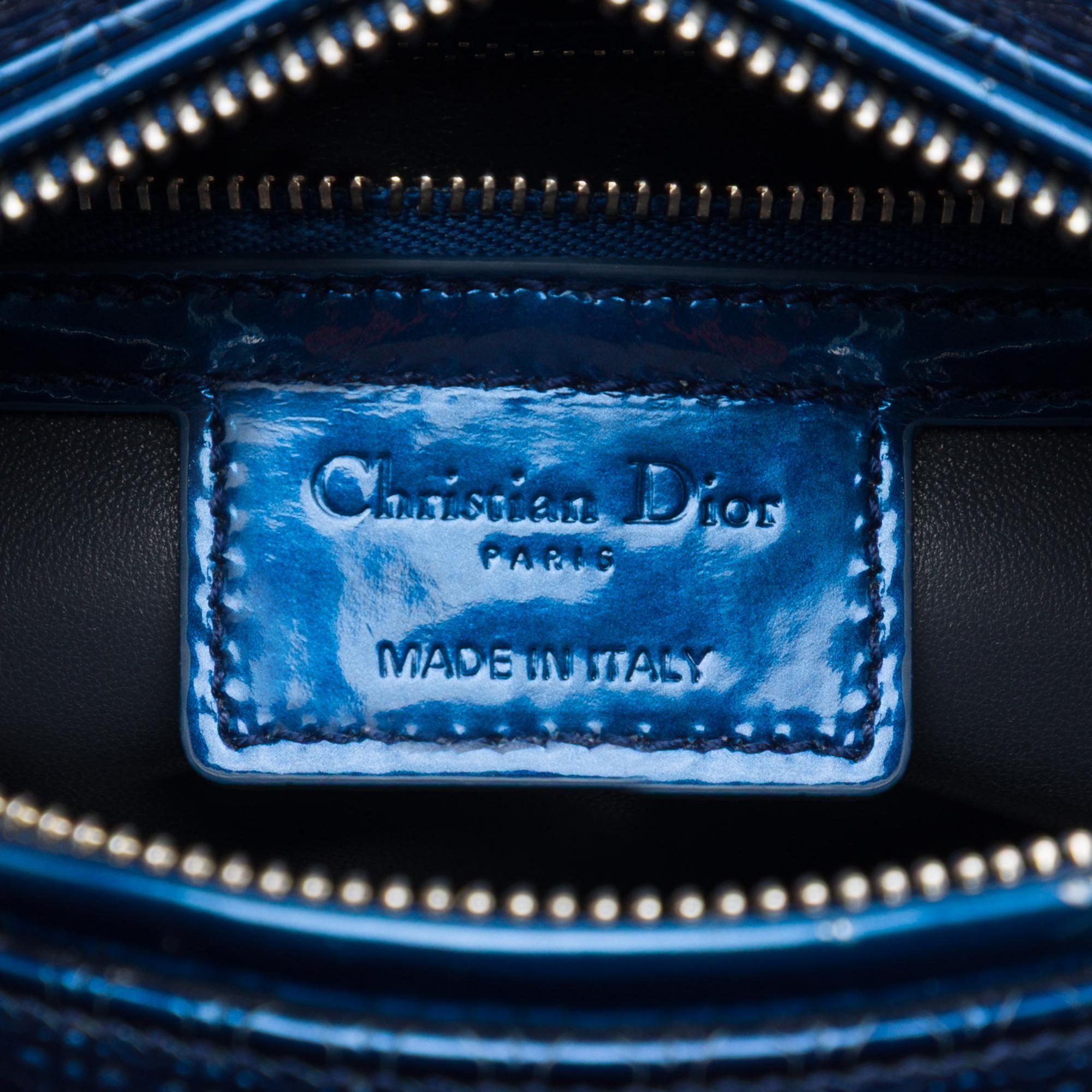 Dior Medium Metallic Patent Microcannage Lady Dior