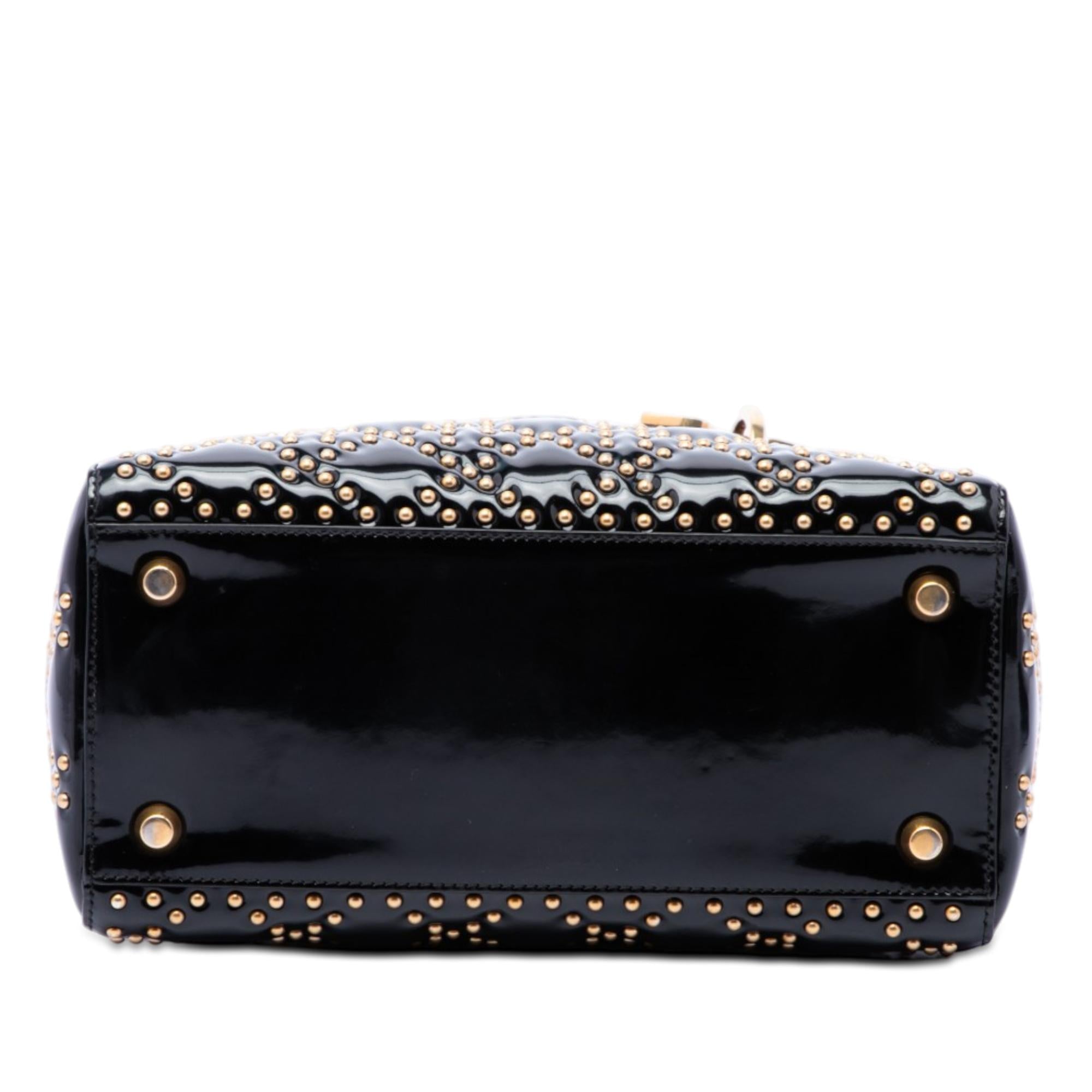 Dior Medium Patent Cannage Studded Supple Lady Dior