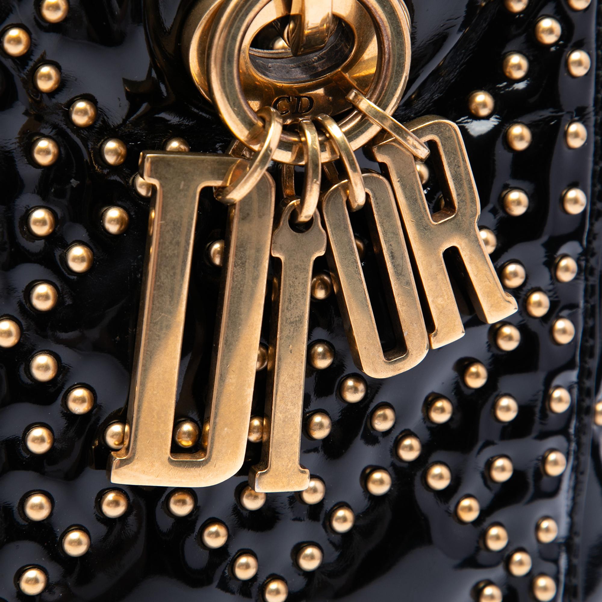Dior Medium Patent Cannage Studded Supple Lady Dior