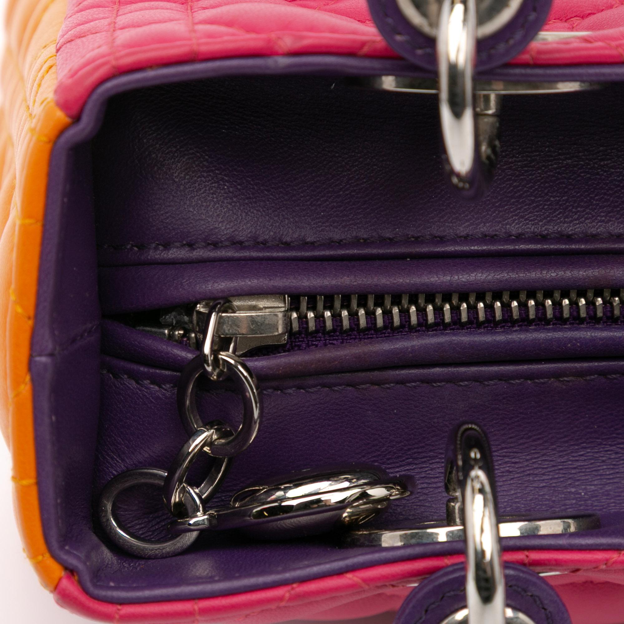 Dior Medium Tricolor Lambskin Cannage Lady Dior