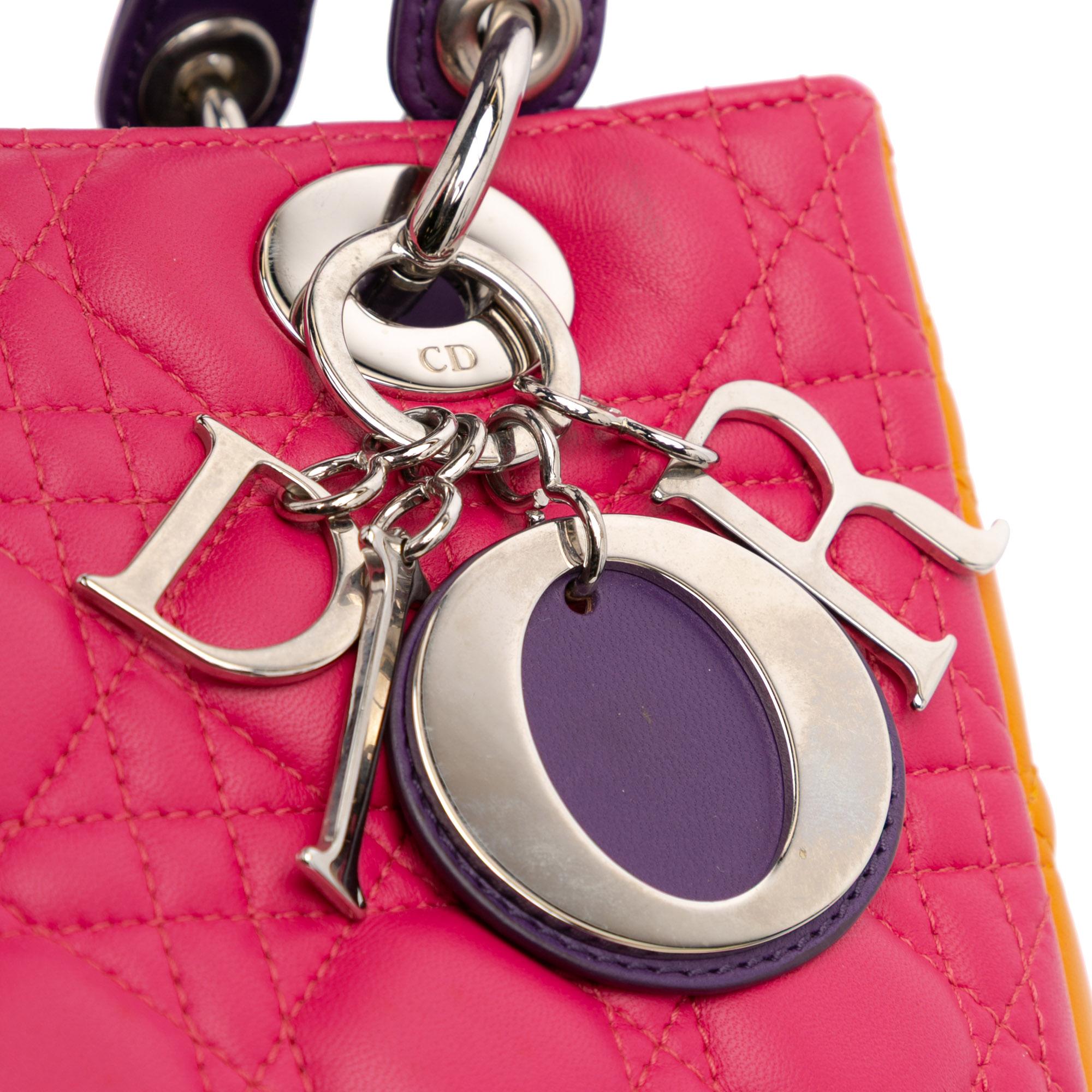 Dior Medium Tricolor Lambskin Cannage Lady Dior