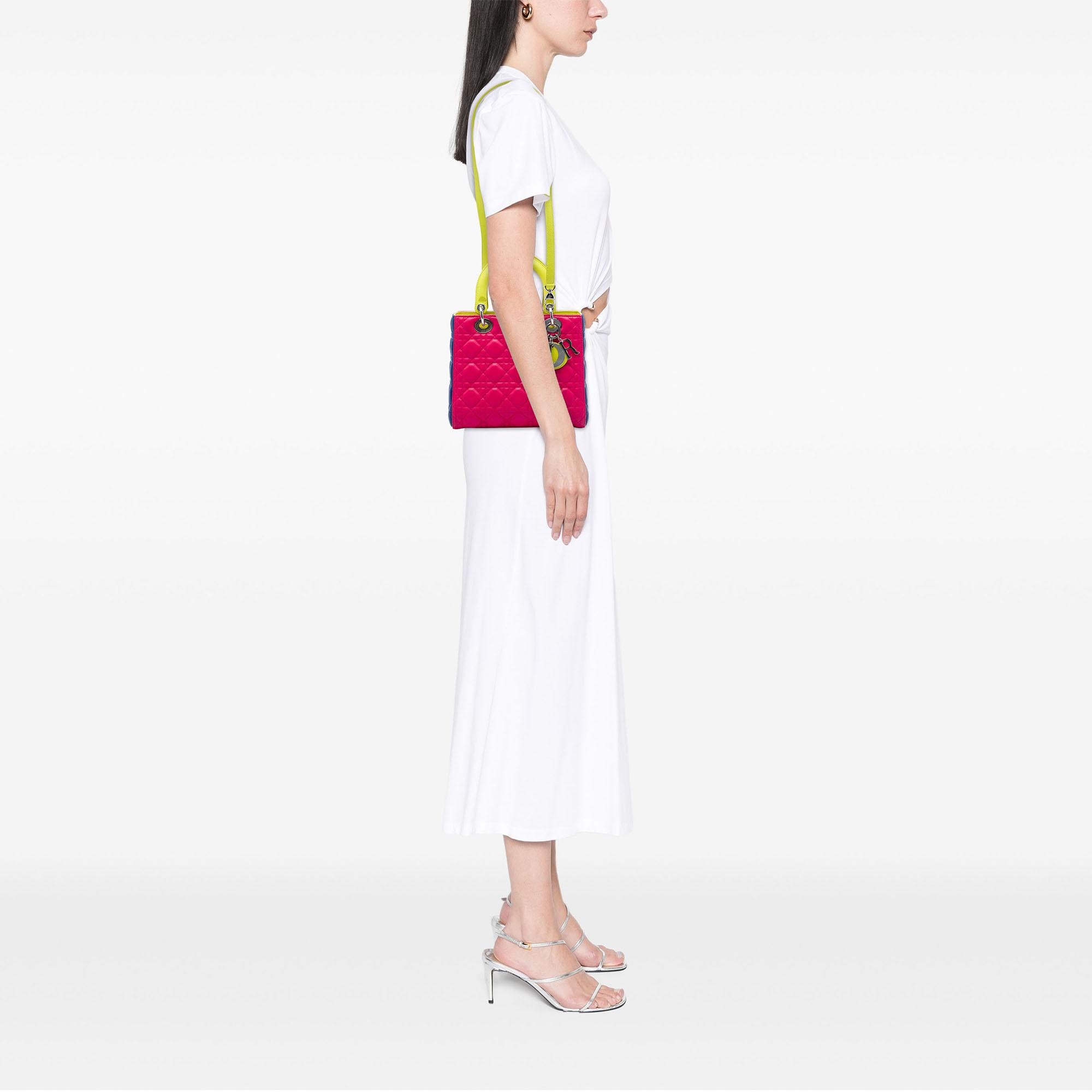 Dior Medium Tricolor Lambskin Cannage Lady Dior