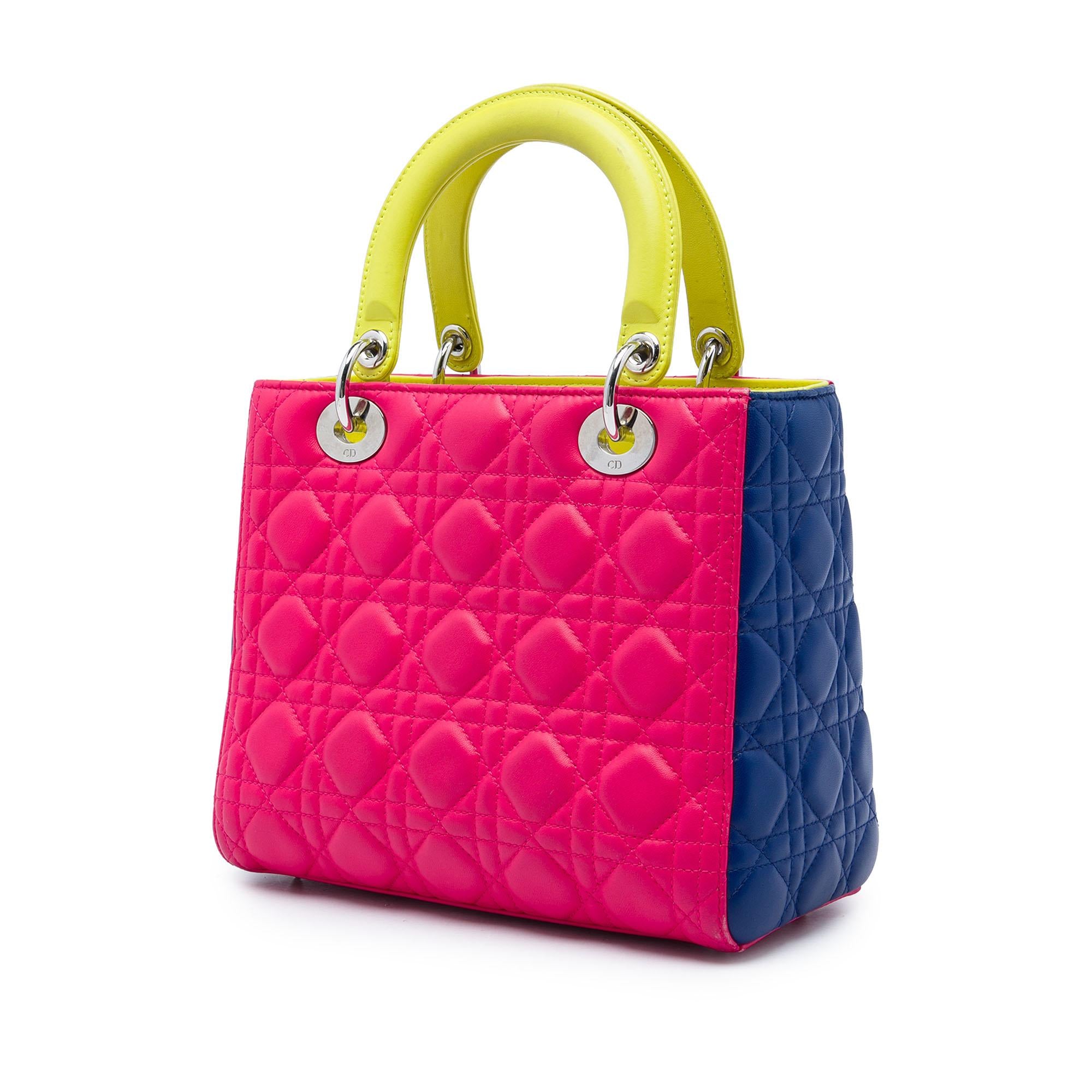 Dior Medium Tricolor Lambskin Cannage Lady Dior